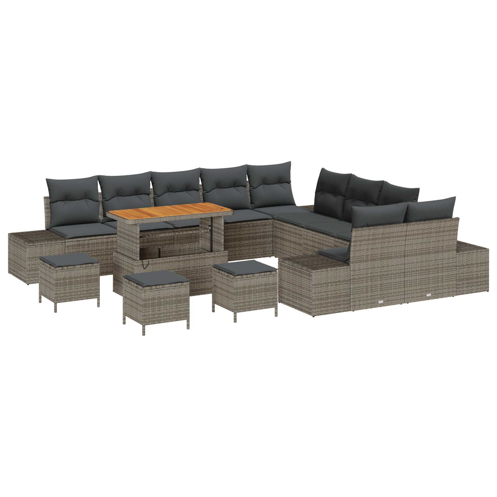 vidaXL Conjunto de Sofá de Jardim 14 pcs Cinzeto Rattan Sintético