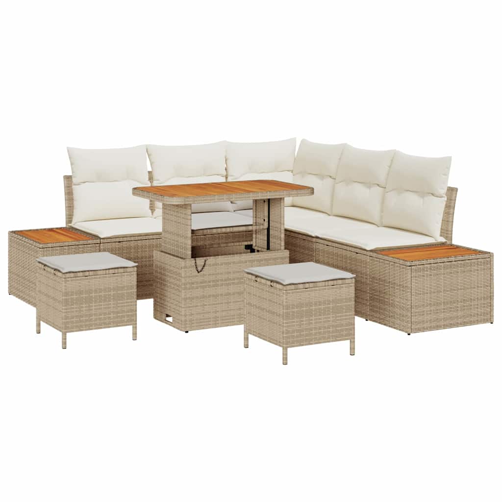 vidaXL Conjunto de Sofá de Jardim 8 pcs Bege Rattan Sintético