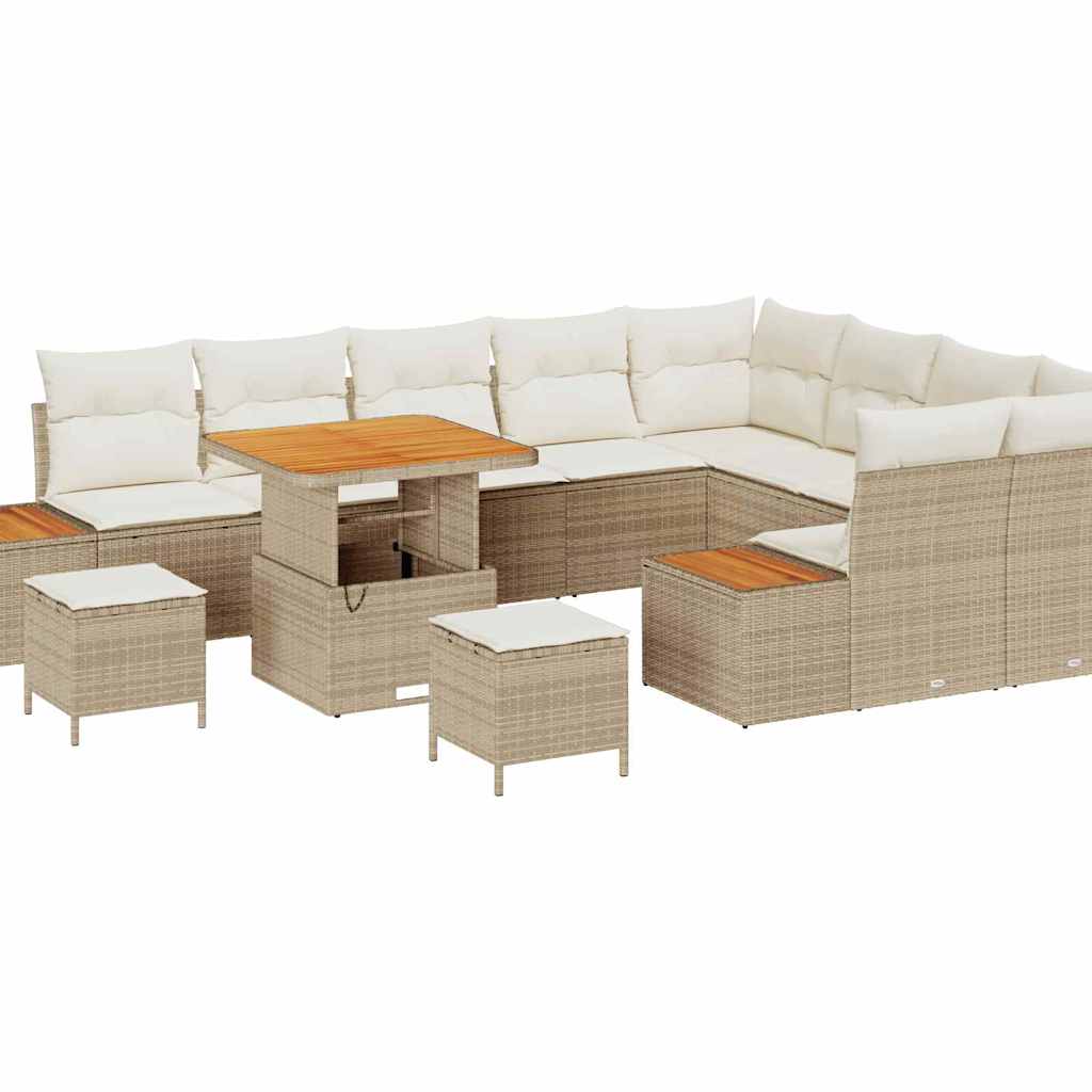 vidaXL Conjunto de Sofá de Jardim 12 pcs Bege Rattan Sintético