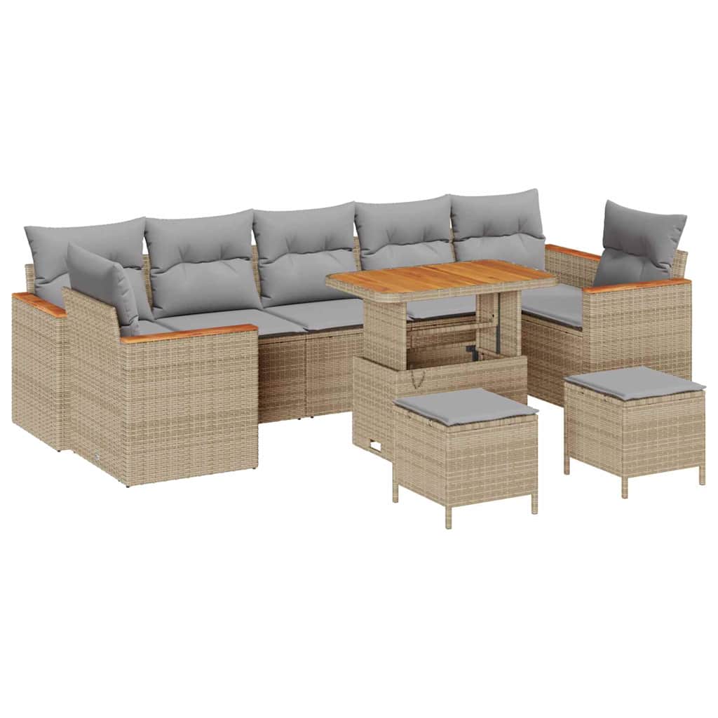vidaXL Conjunto de Sofá de Jardim 10 pcs Bege Rattan Sintético