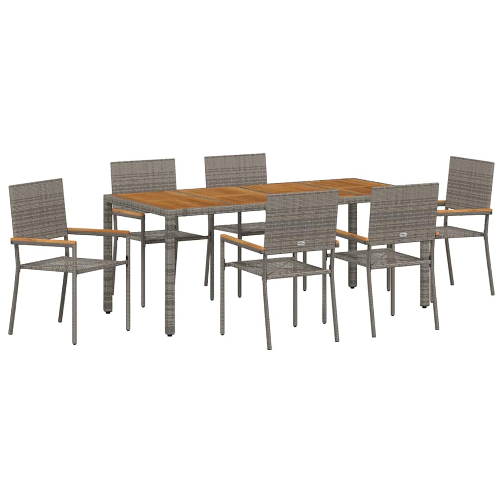 vidaXL Conjunto de Jantar para Jardim 7 pcs Cinzeto vime PE
