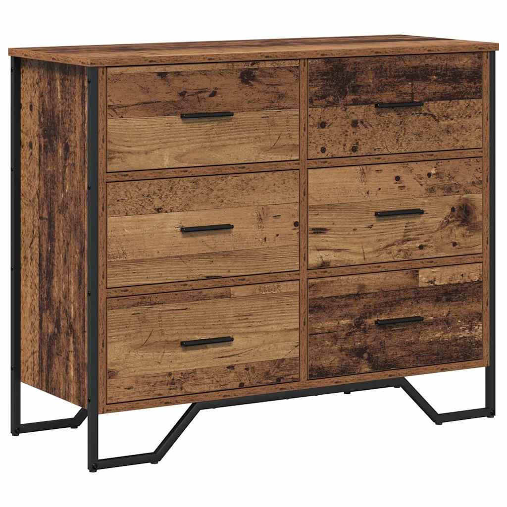 vidaXL Baú de Gavetas 2 pcs Madeira antiga 91 x 35,5 x 74,5 cm