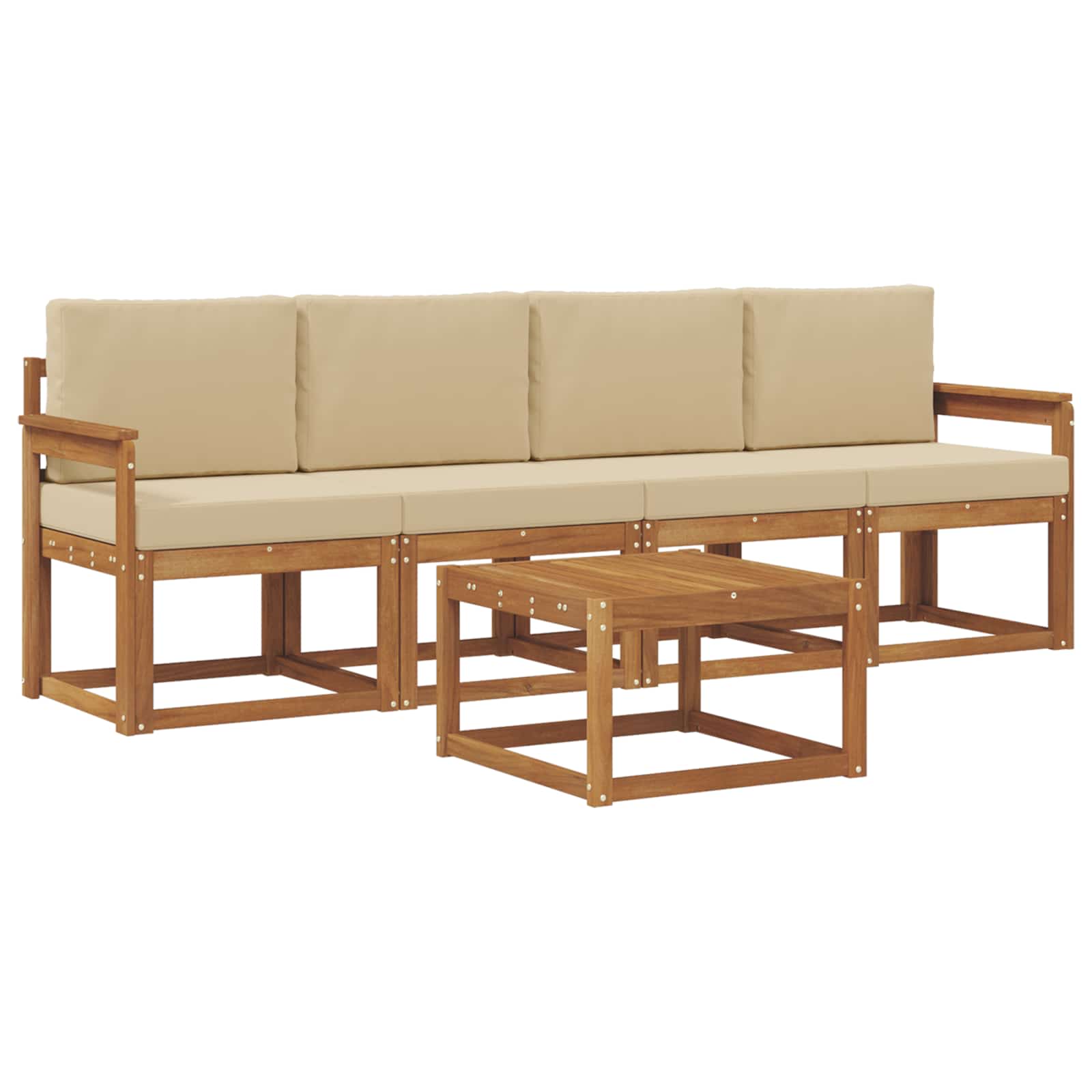 vidaXL Conjunto de Sofás para Exterior 5 pcs Natural e Bege