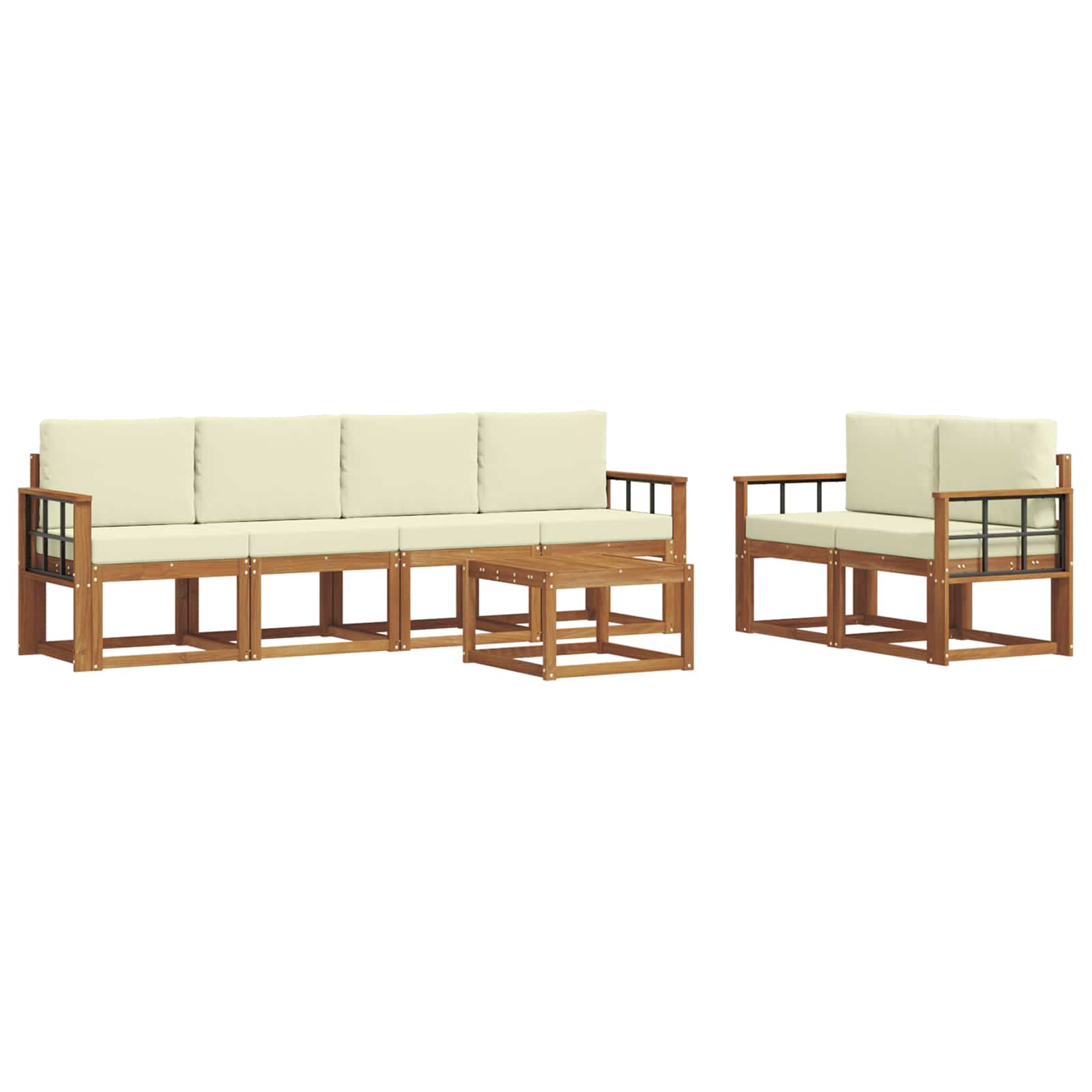 vidaXL Conjunto de Sofás para Exterior 7 pcs Natural e Creme