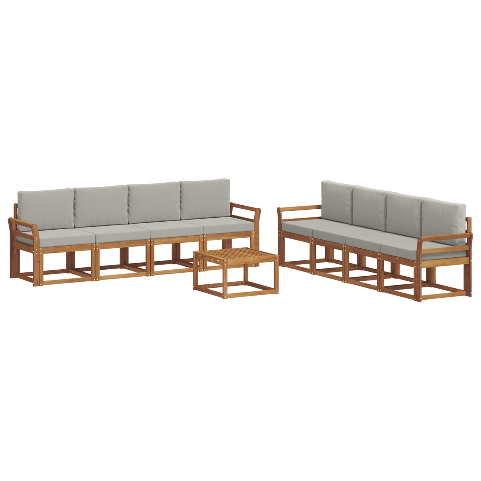 vidaXL Conjunto de Sofás para Exterior 9 pcs Cinza Natural e Claro