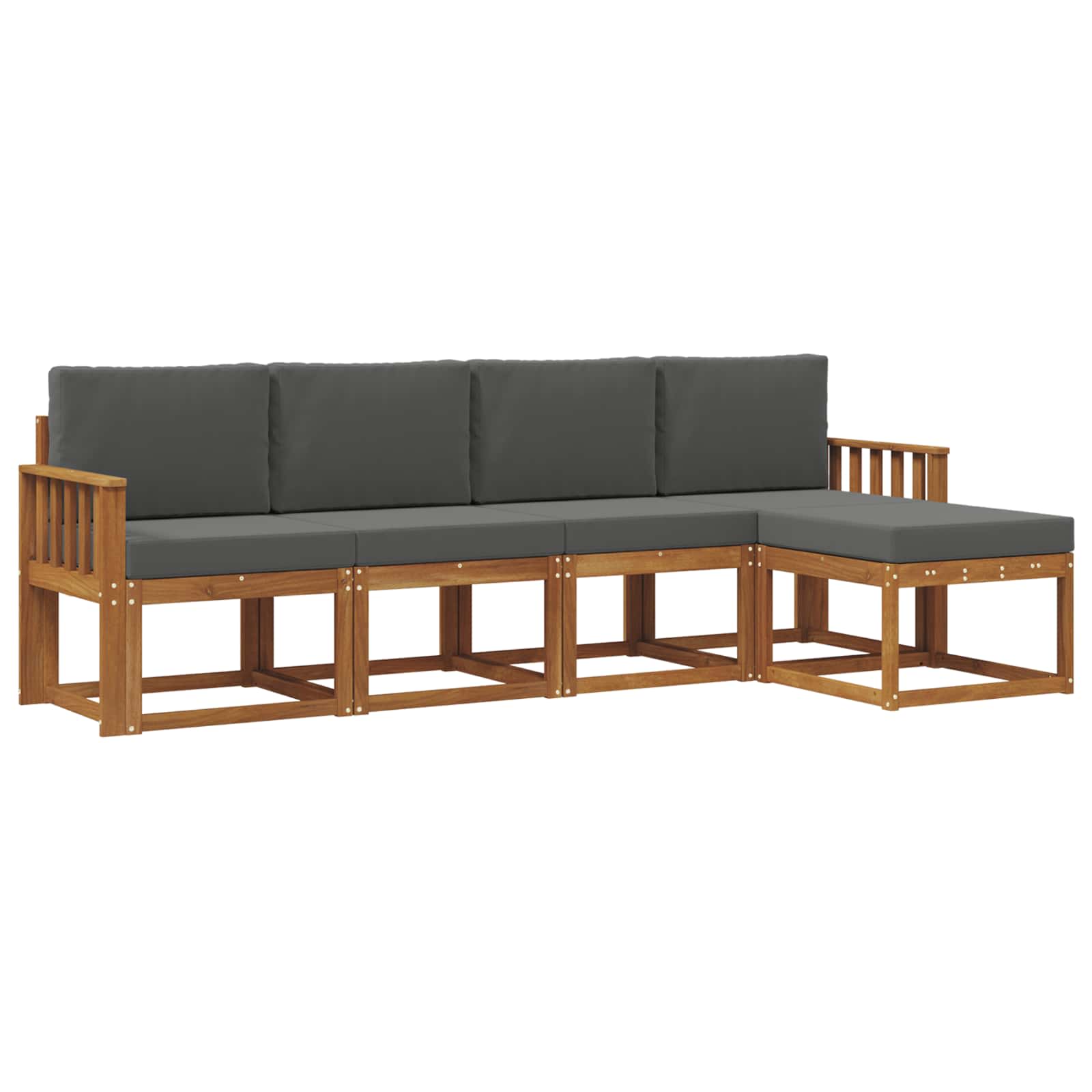 vidaXL Conjunto de Sofás para Exterior 5 pcs Natural e Antracite