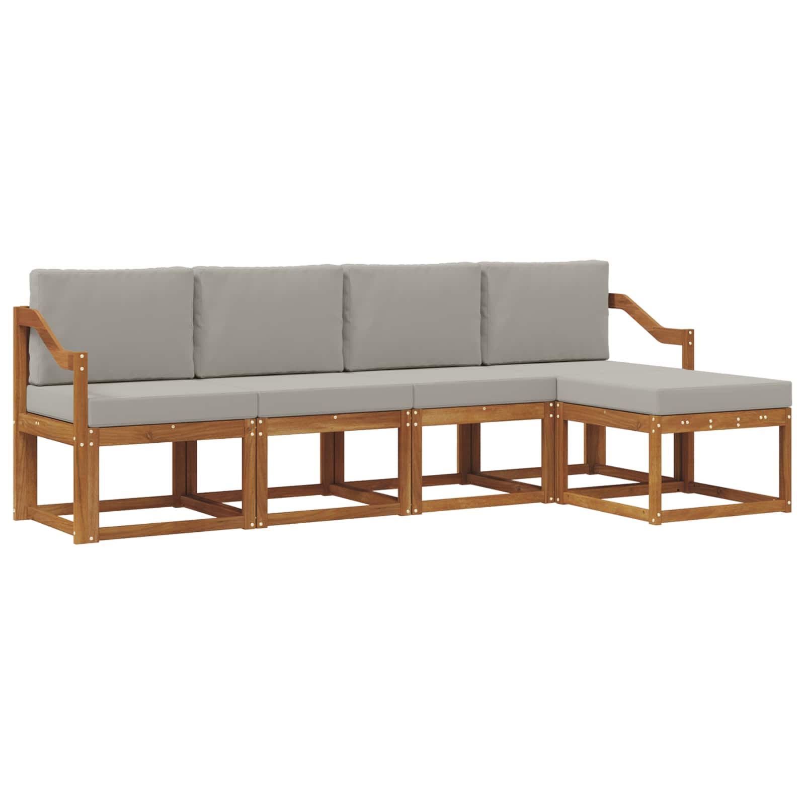 vidaXL Conjunto de Sofás para Exterior 5 pcs Cinza Natural e Claro