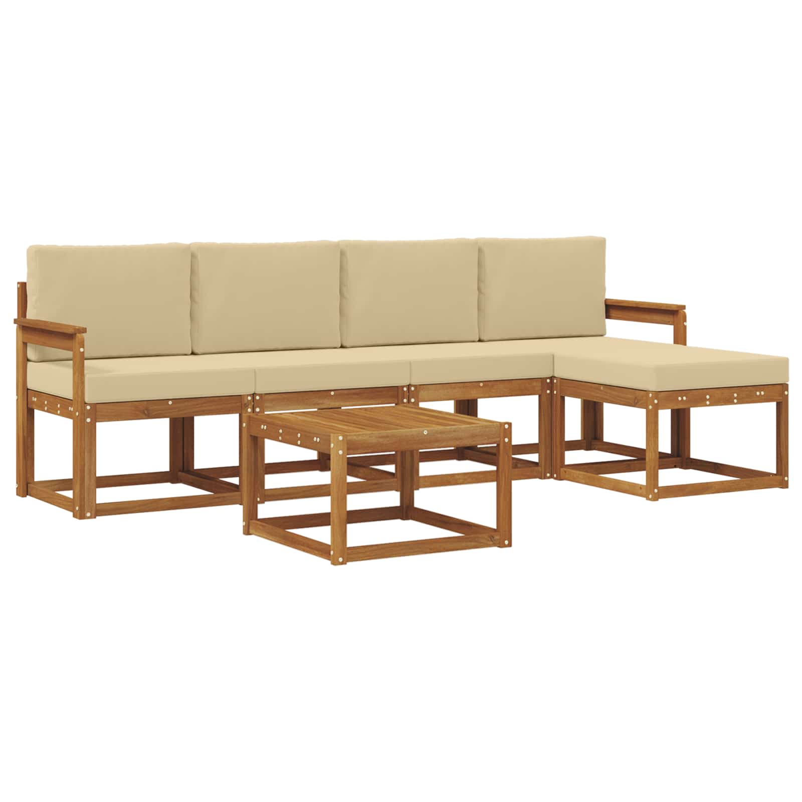vidaXL Conjunto de Sofás para Exterior 6 pcs Natural e Bege