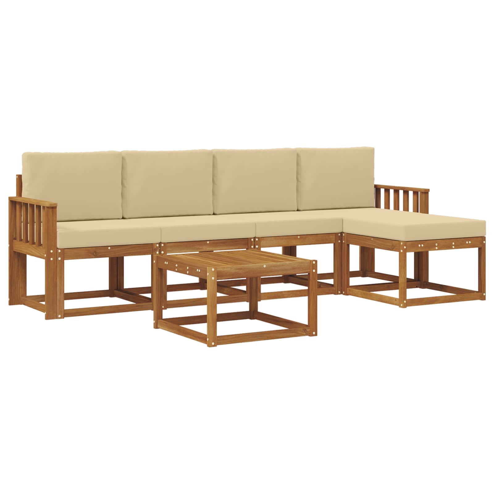 vidaXL Conjunto de Sofás para Exterior 6 pcs Natural e Bege