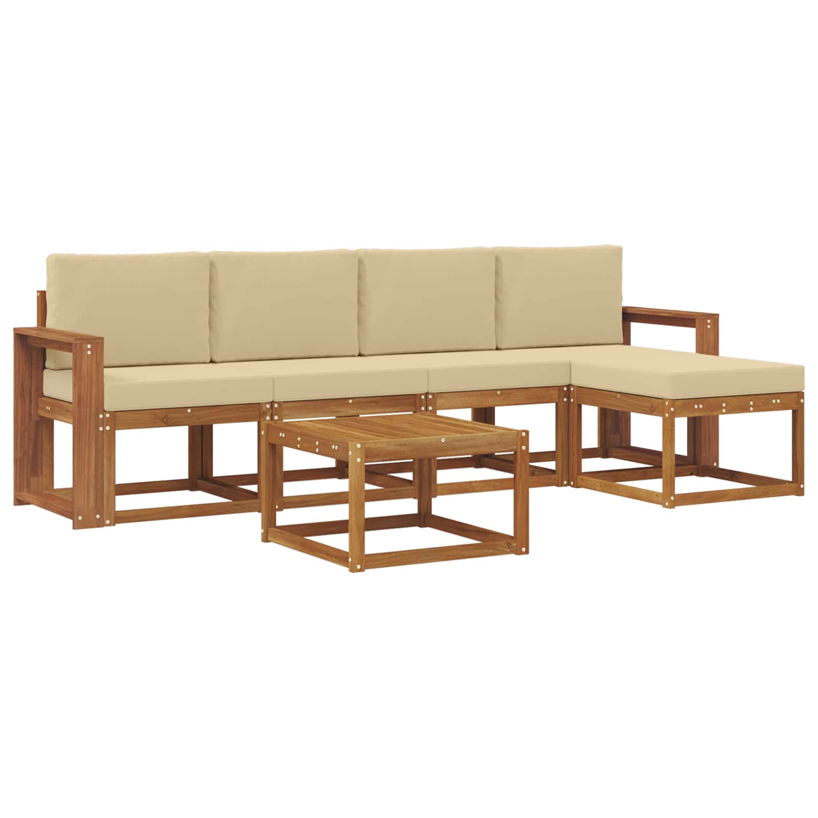 vidaXL Conjunto de Sofás para Exterior 6 pcs Natural e Bege