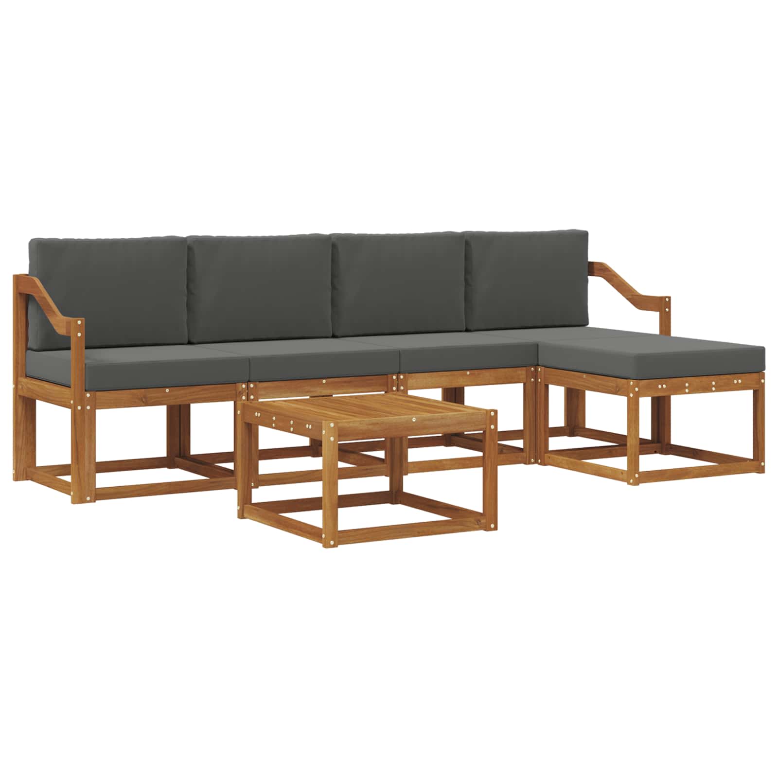 vidaXL Conjunto de Sofás para Exterior 6 pcs Natural e Antracite