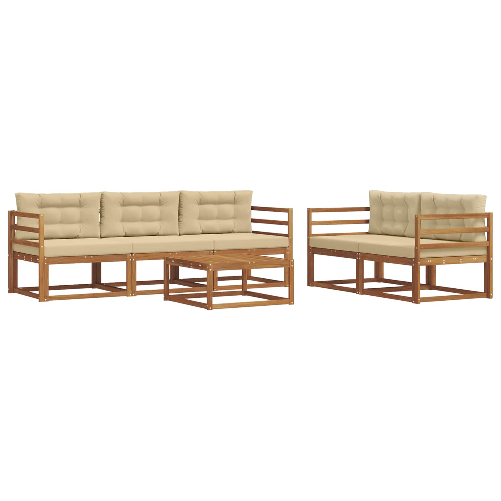 vidaXL Conjunto de Sofás para Exterior 6 pcs Natural e Bege