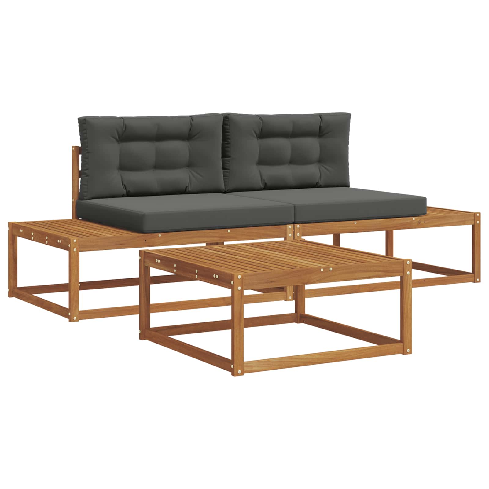 vidaXL Conjunto de Sofás para Exterior Natural e Antracite