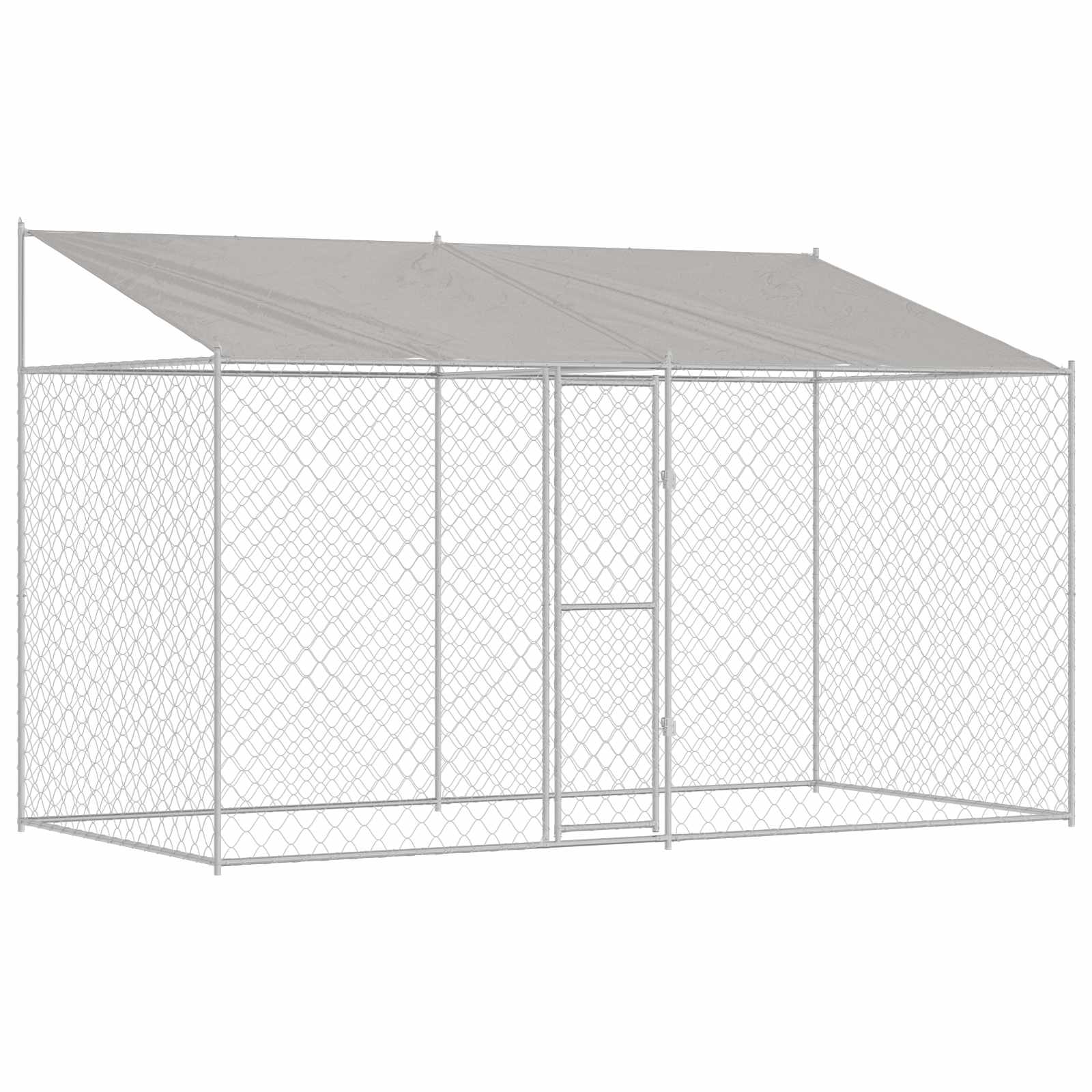 vidaXL Gaiola para cachorro com telhado Prateado 400 x 200 x 256 cm