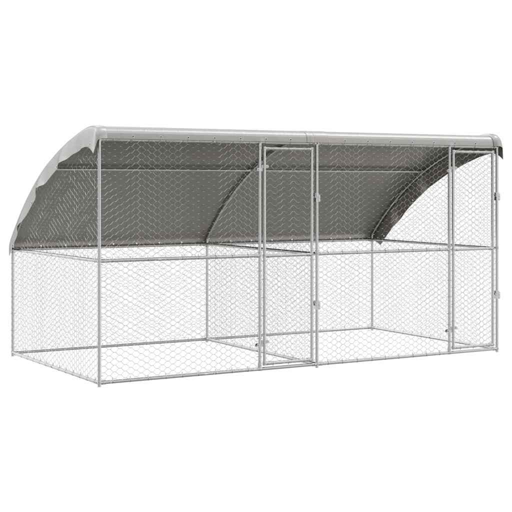vidaXL Canil de Cachorro 2 pcs Prateado 4 x 2 x 2 m Aço galvanizado