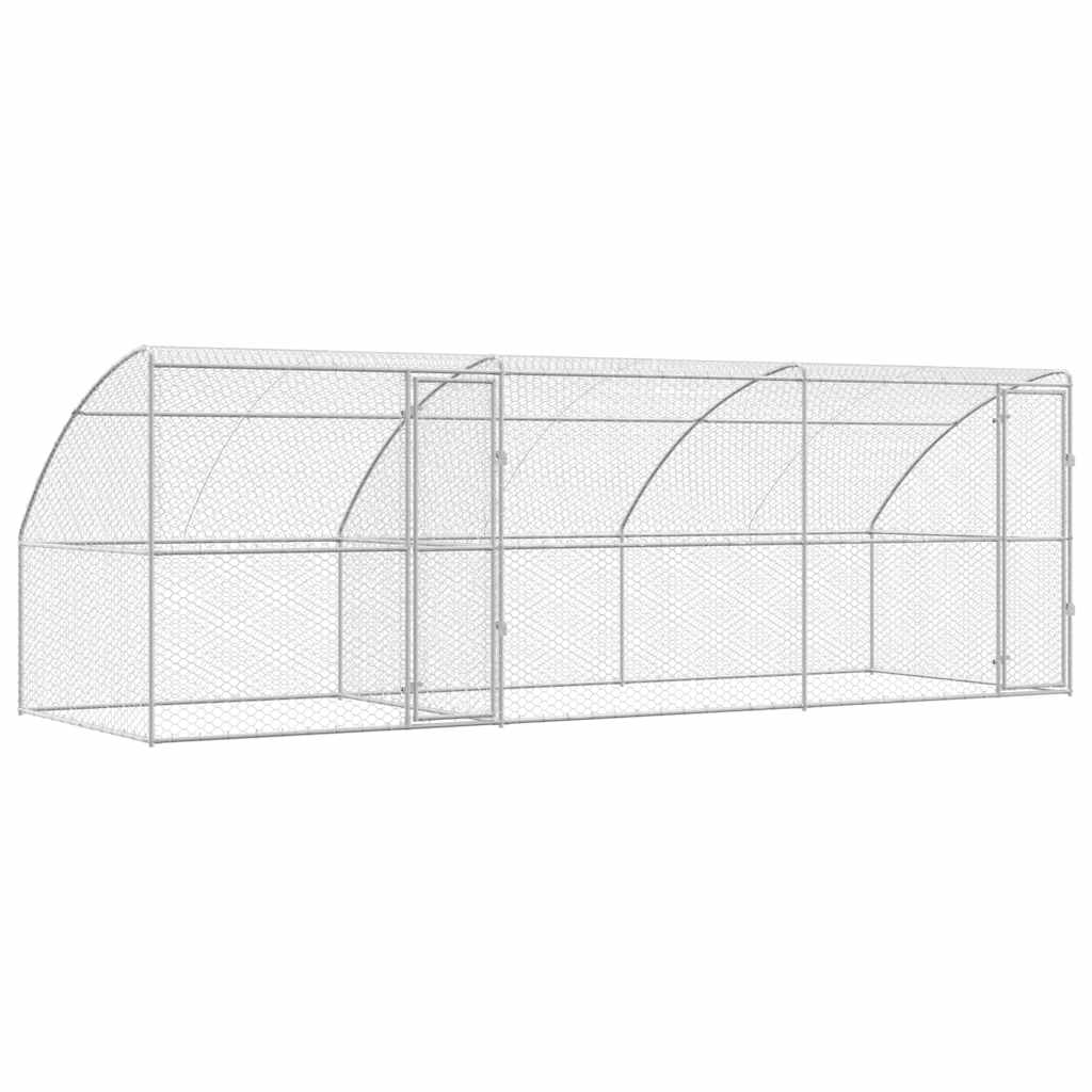 vidaXL Canil de Cachorro 3 pcs Prateado 6 x 2 x 2 m Aço galvanizado