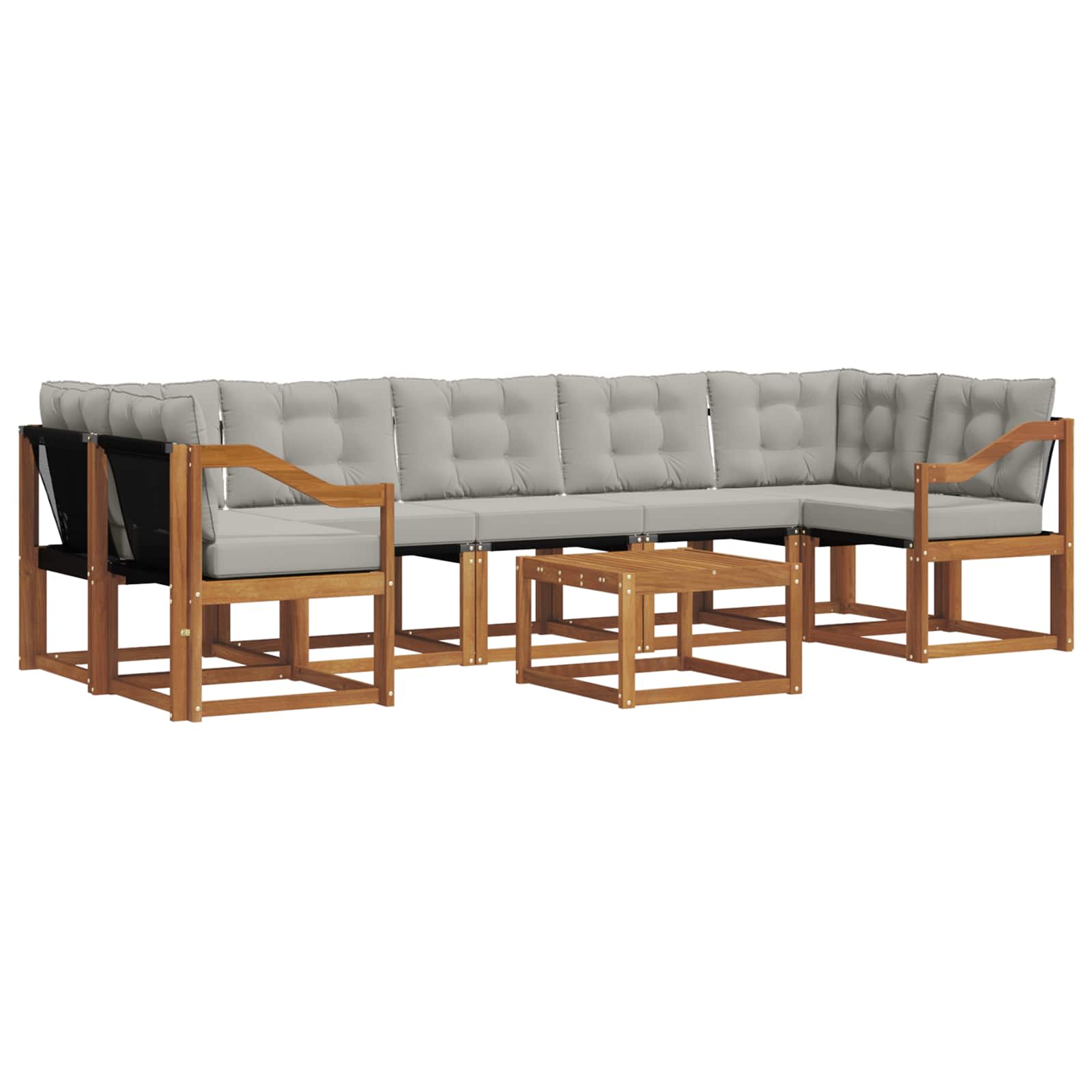 vidaXL Conjunto de Sofás para Exterior 8 pcs Cinza Natural e Claro