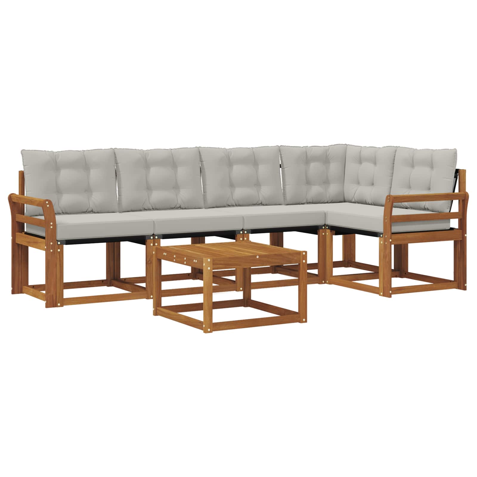 vidaXL Conjunto de Sofás para Exterior 6 pcs Cinza Natural e Claro