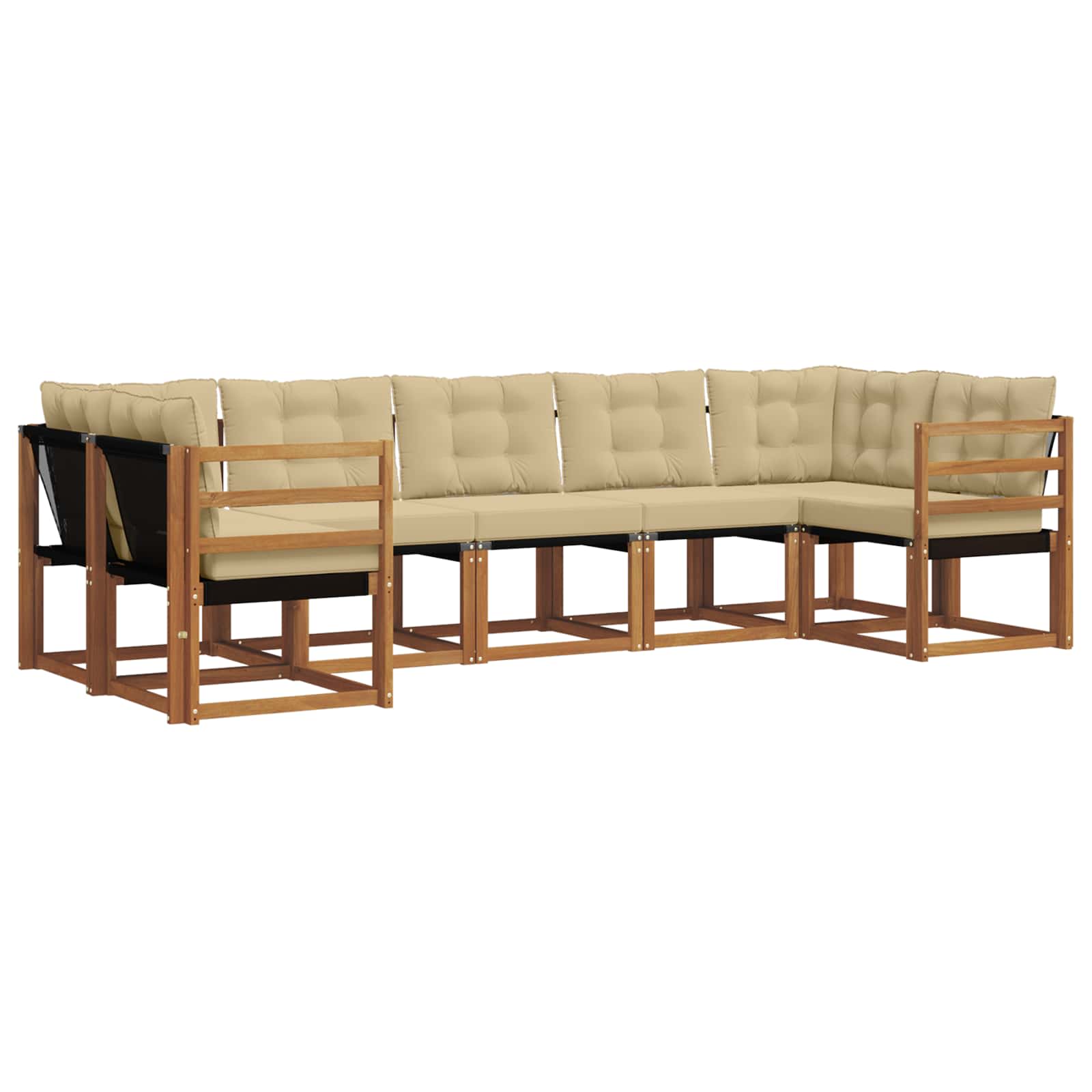 vidaXL Conjunto de Sofás para Exterior 7 pcs Natural e Bege