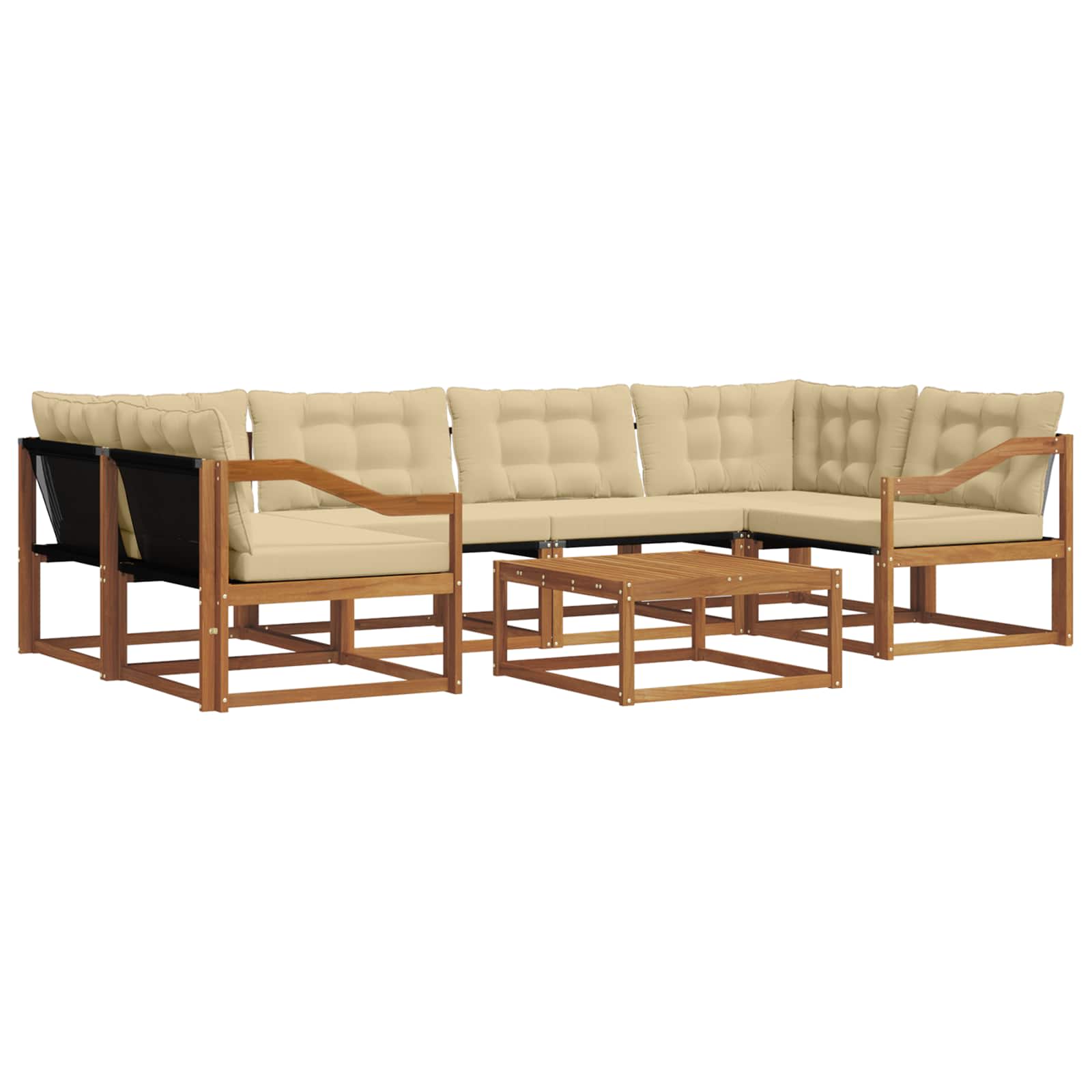 vidaXL Conjunto de Sofás para Exterior 7 pcs Natural e Bege