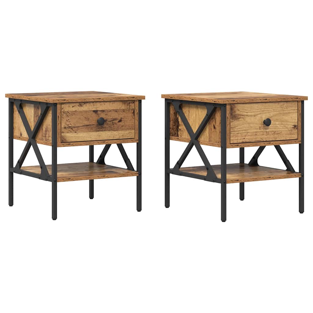 vidaXL Armário de Cabeceira 2 pcs Madeira antiga 40 x 42 x 45 cm