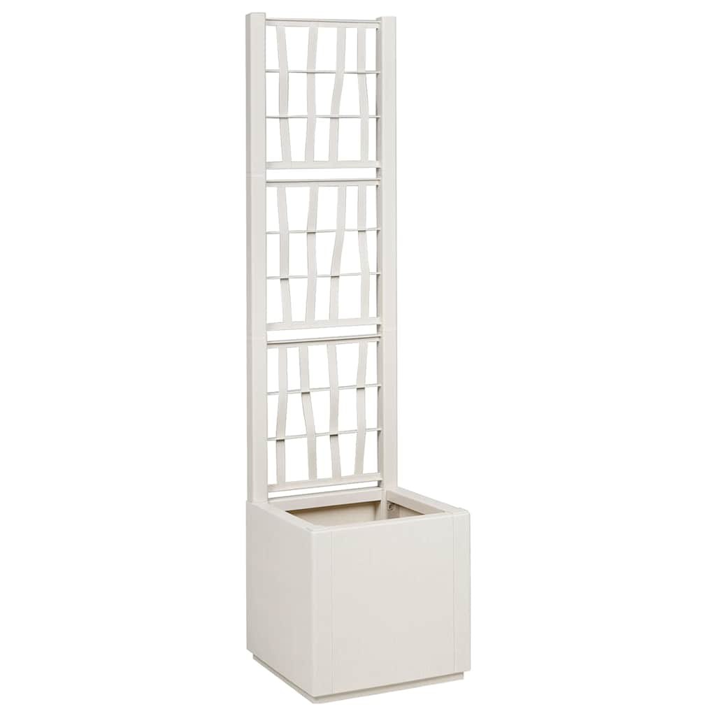 vidaXL Jardineira com Treliça Branco 36 x 36 x 140 cm PP
