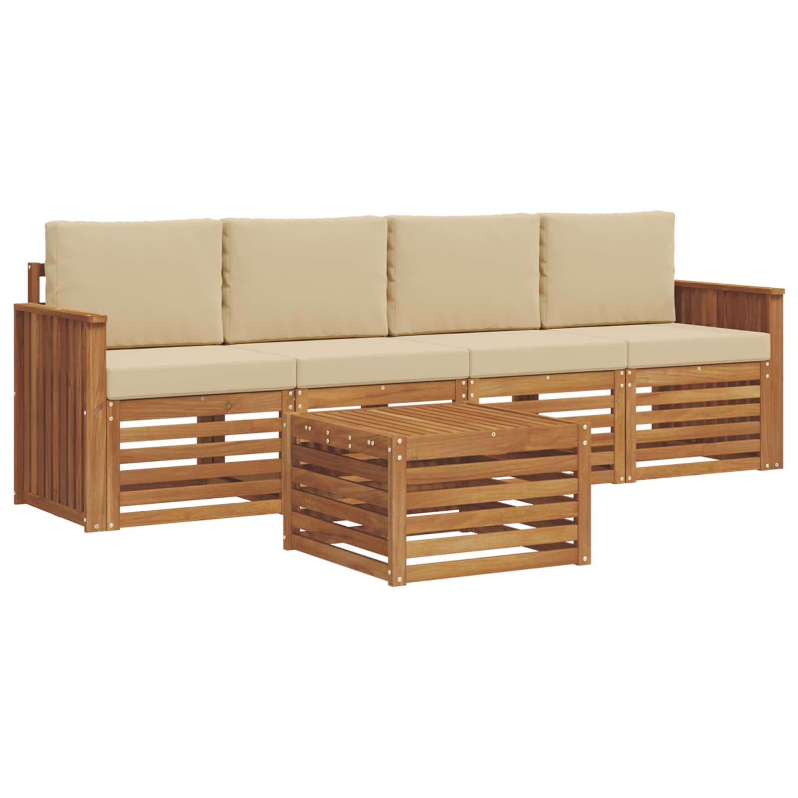 vidaXL Conjunto de Sofás para Exterior 5 pcs Natureza e Bege