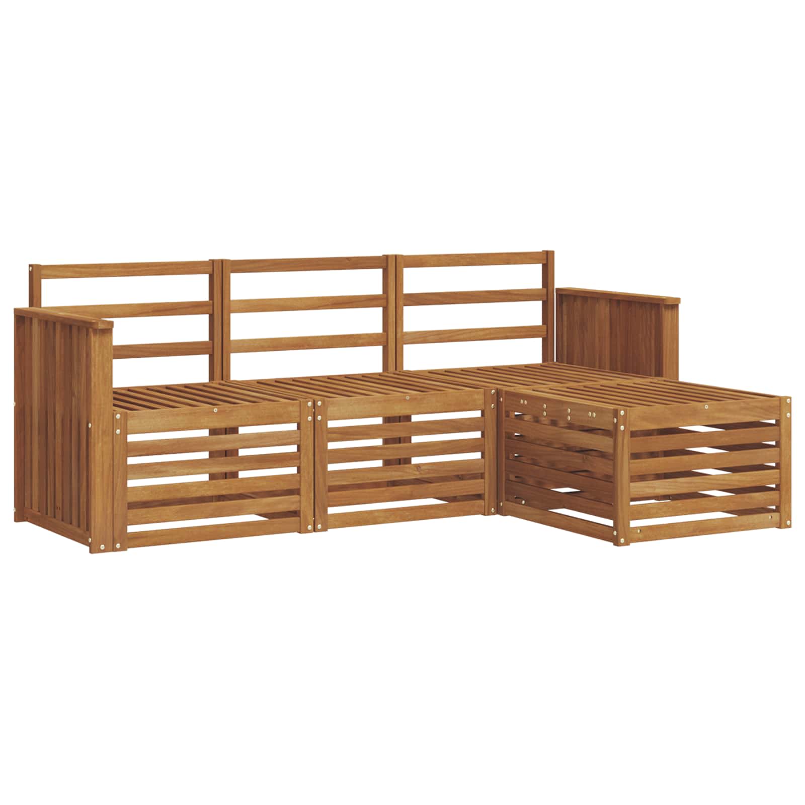 vidaXL Conjunto de Sofás para Exterior 4 pcs Natural