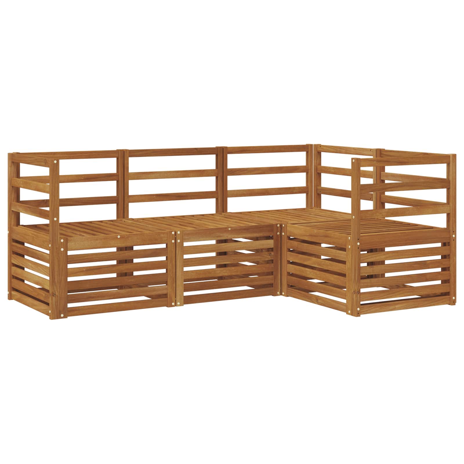 vidaXL Conjuntos de sofás 4 pcs Natural Madeira Sólida de Acácia