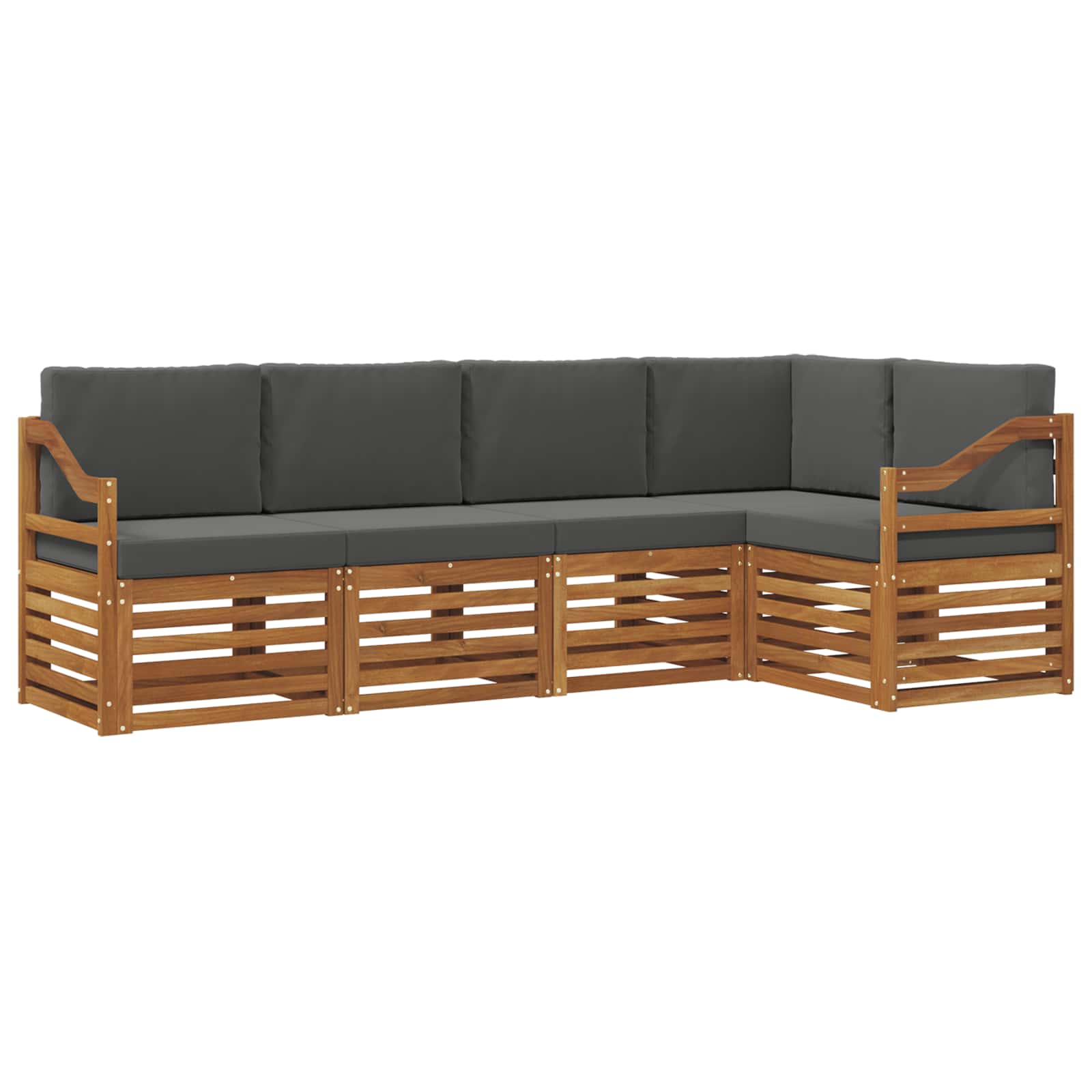 vidaXL Conjunto de Sofá Sectional 5 pcs Natural e Antracite