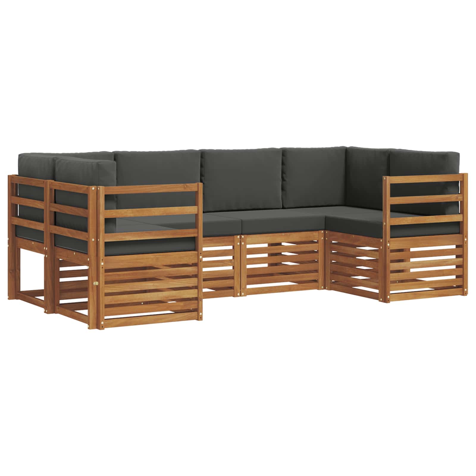 vidaXL Conjunto de Sofá Sectional 6 pcs Natural e Antracite