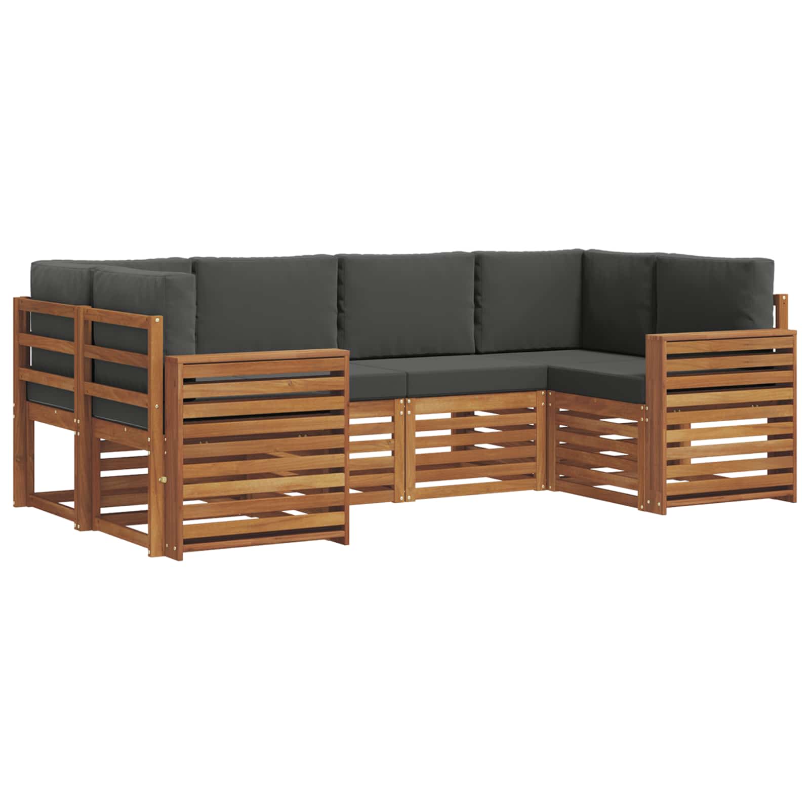 vidaXL Conjunto de Sofá Sectional 6 pcs Natural e Antracite