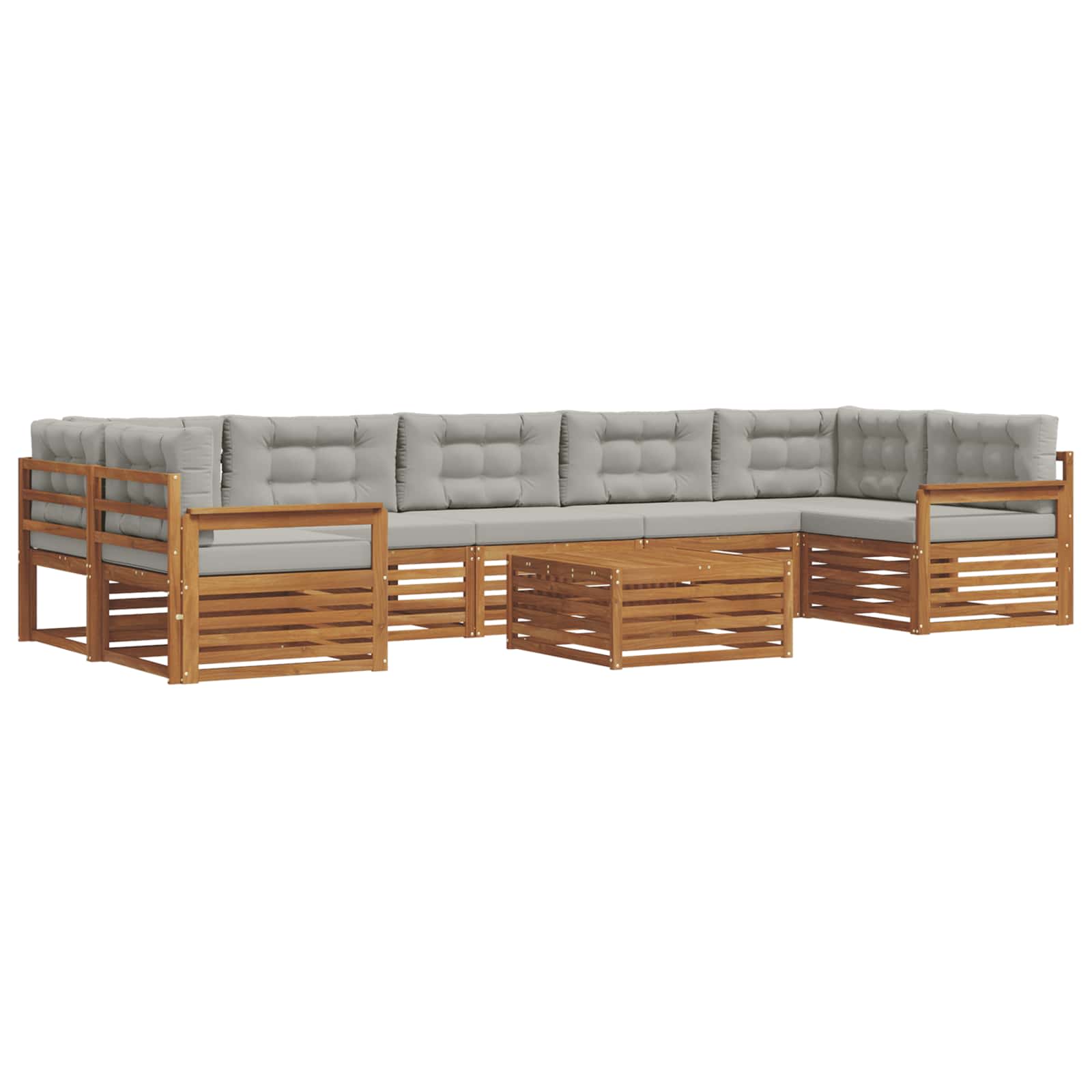vidaXL Conjunto de Sofás para Exterior 8 pcs Cinza Natural e Claro