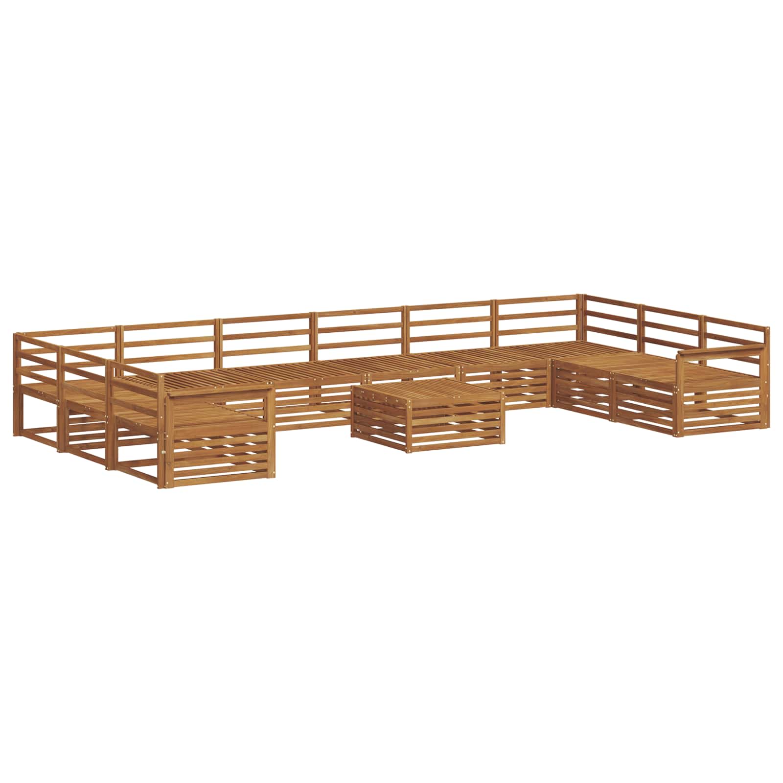 vidaXL Conjuntos de sofás 11 pcs Natural Madeira Sólida de Acácia