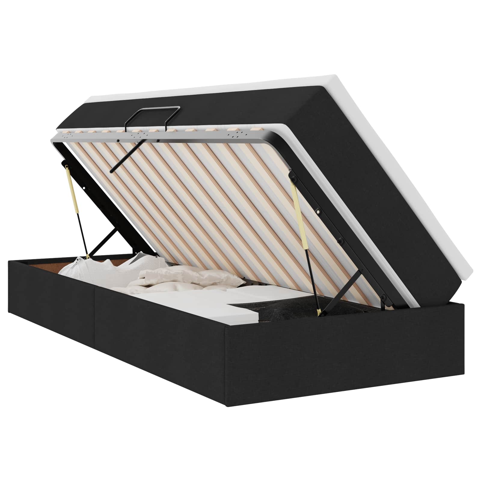 vidaXL Cama com arrumação e colchão Preto 90 x 190 cm Poliéster