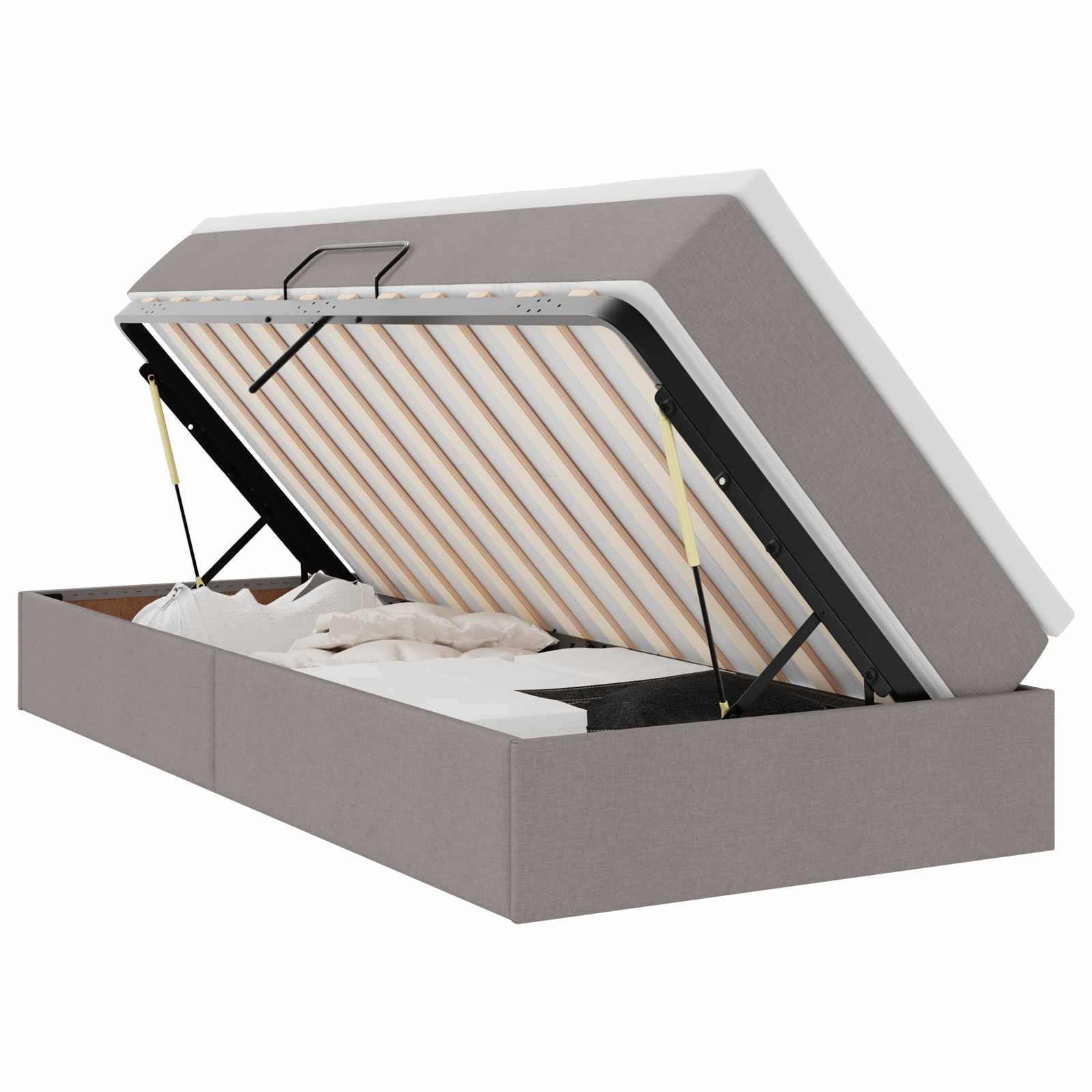 vidaXL Cama com arrumação e colchão Cinzento-acastanhado 90 x 200 cm