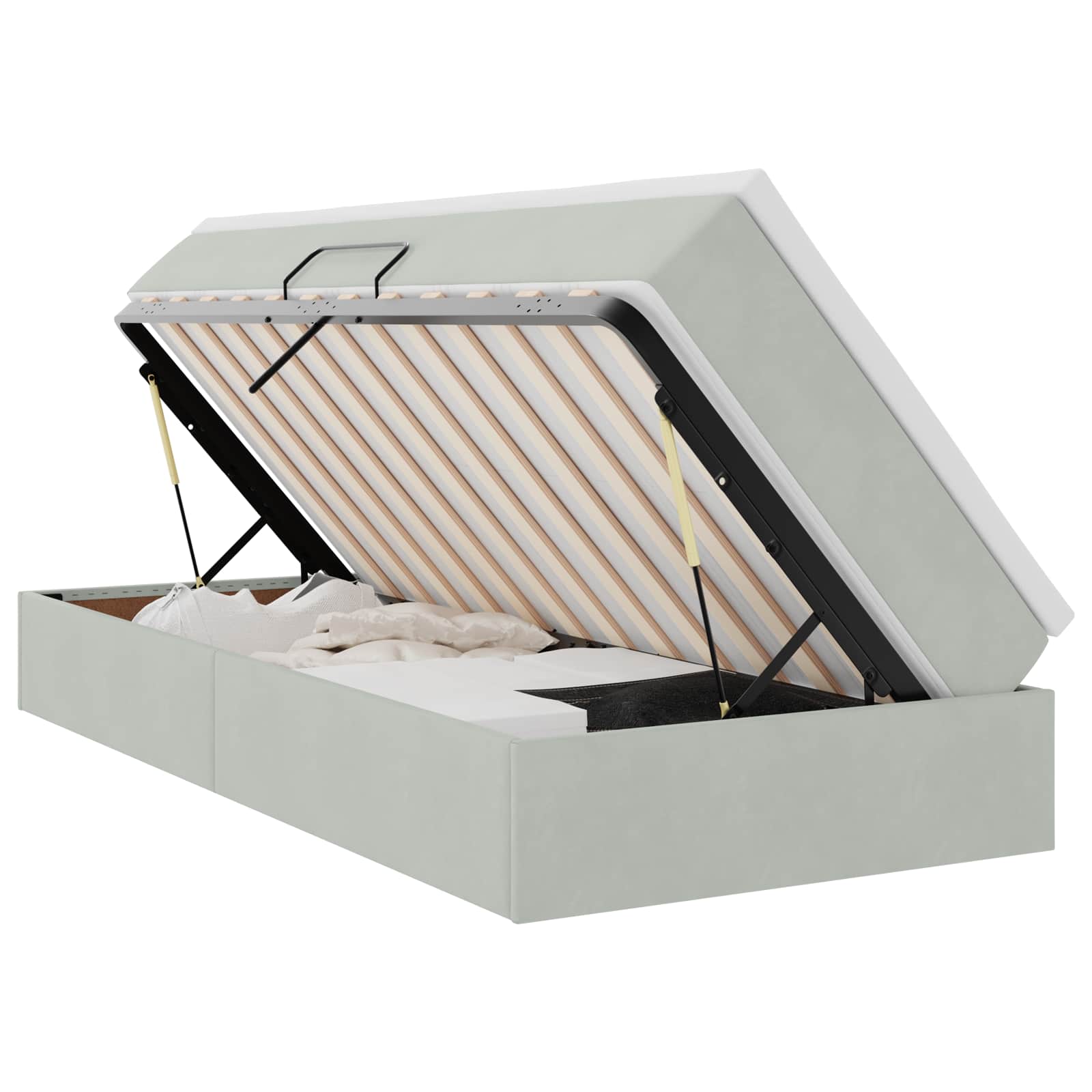 vidaXL Cama com arrumação e colchão Cinzento-claro 90 x 200 cm Veludo