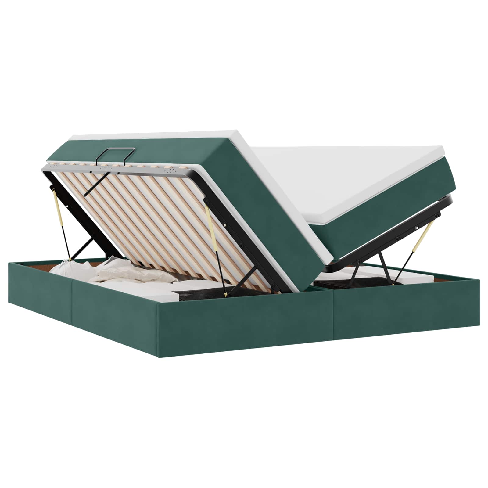vidaXL Cama com arrumação e colchão Verde Escuro 200 x 200 cm Veludo