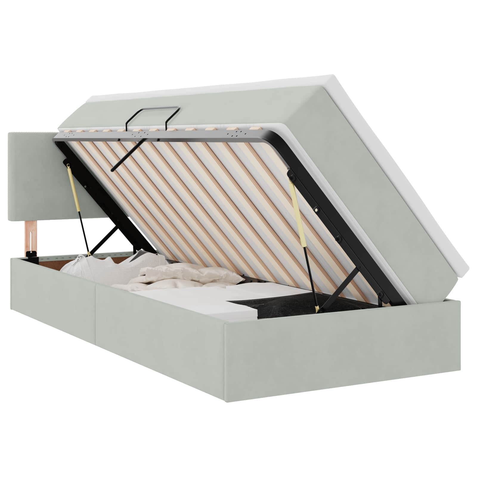 vidaXL Cama de Armazenamento LED com Colchão Cinzento-claro