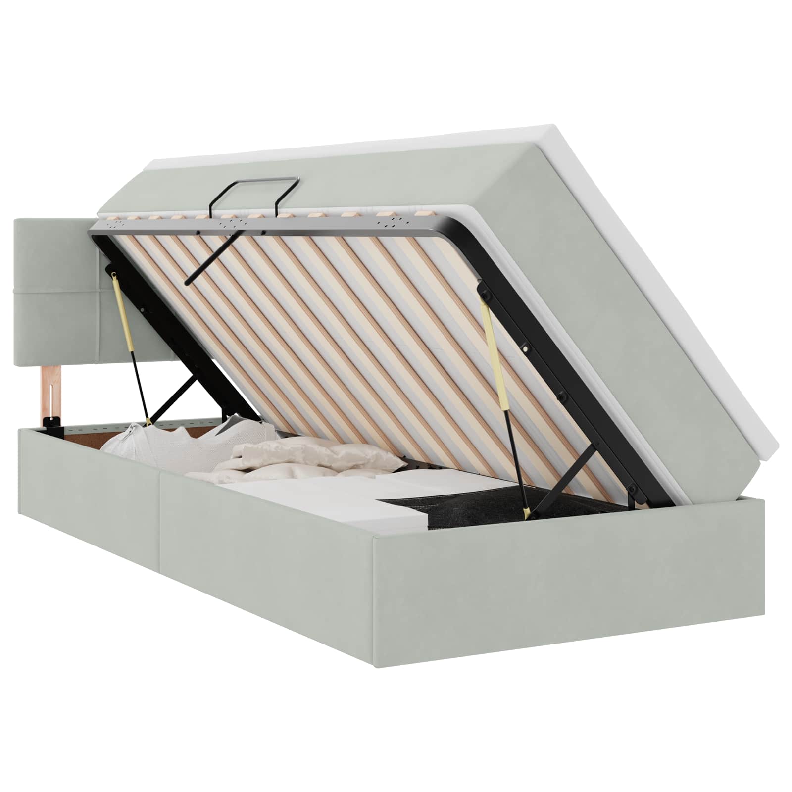 vidaXL Cama de Armazenamento LED com Colchão Cinzento-claro