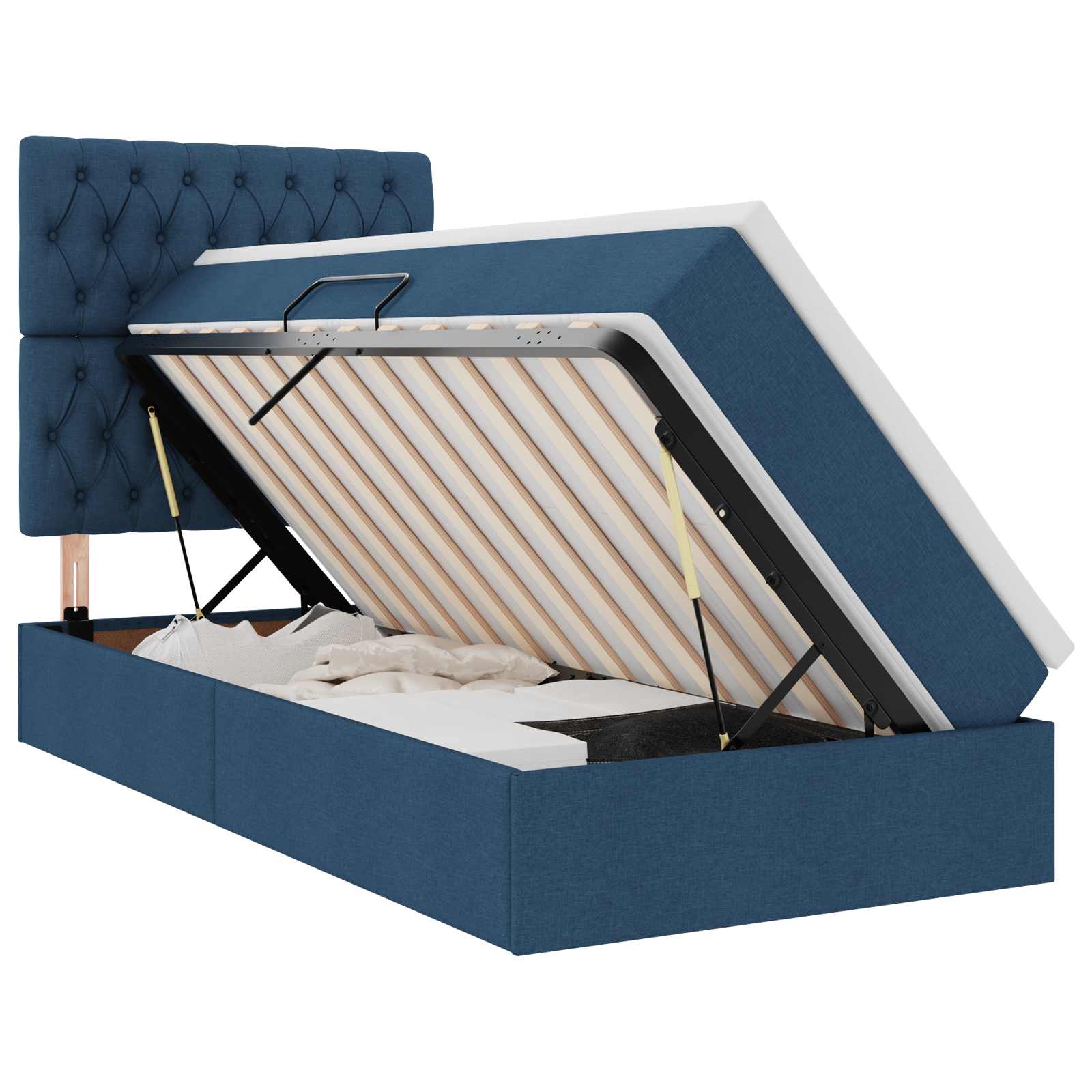 vidaXL Cama com arrumação e colchão Azul 90 x 200 cm Poliéster