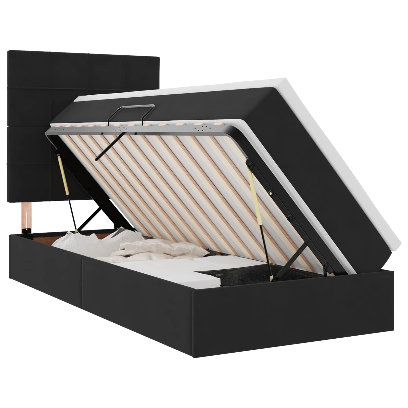 vidaXL Cama com arrumação e colchão Preto 90 x 200 cm Veludo