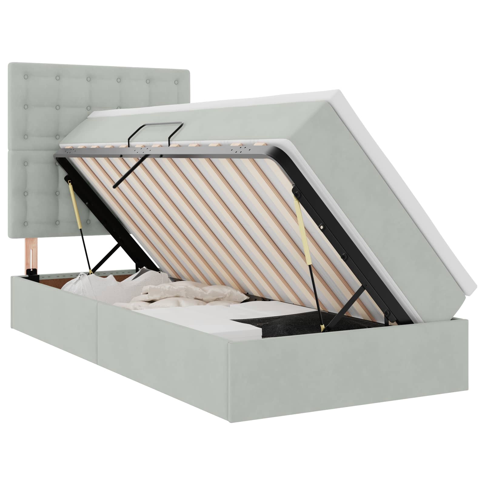 vidaXL Cama com arrumação e colchão Cinzento-claro 100 x 200 cm Veludo