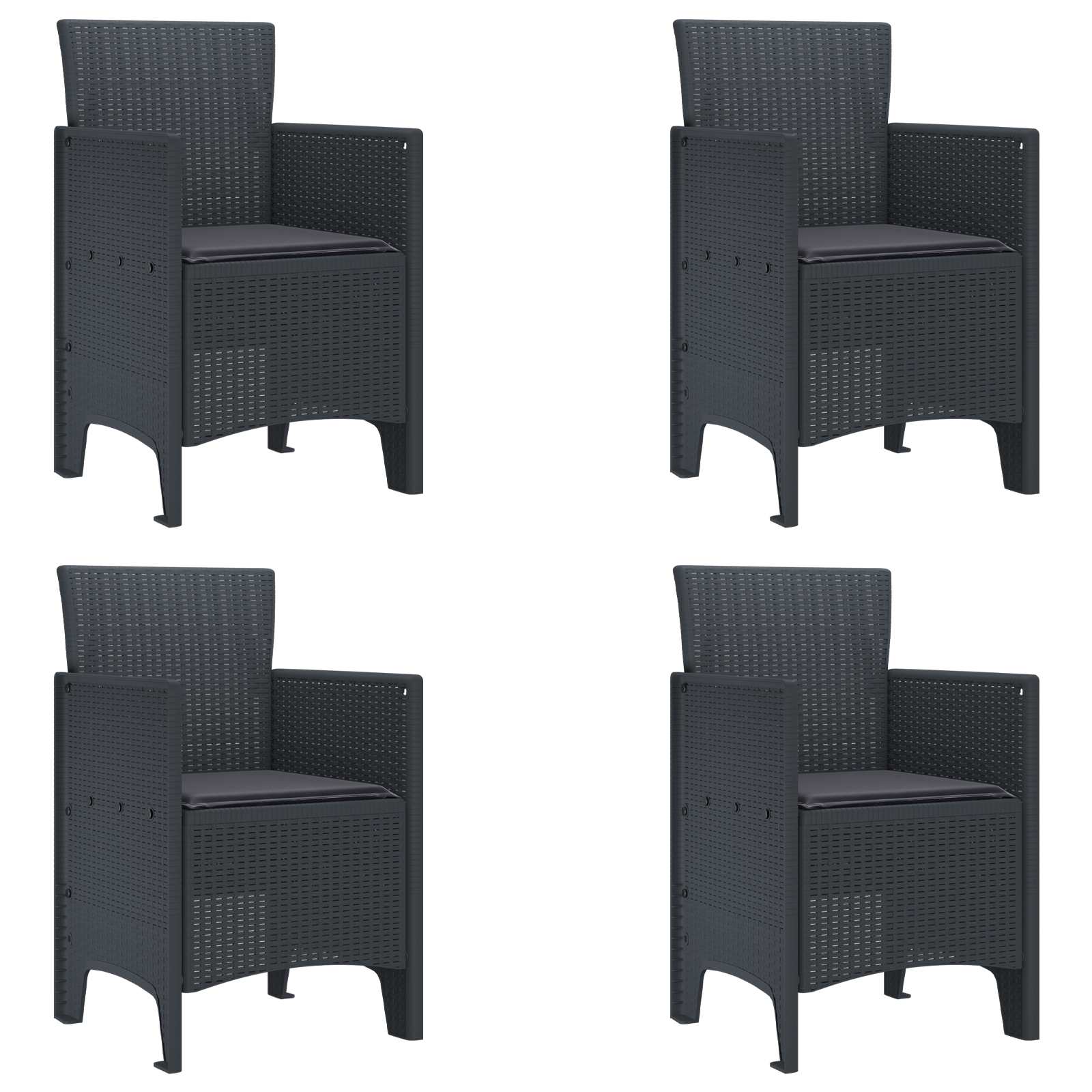 vidaXL Cadeira de Jardim 4 pcs Antracite 53 x 49 x 85 cm Polipropileno