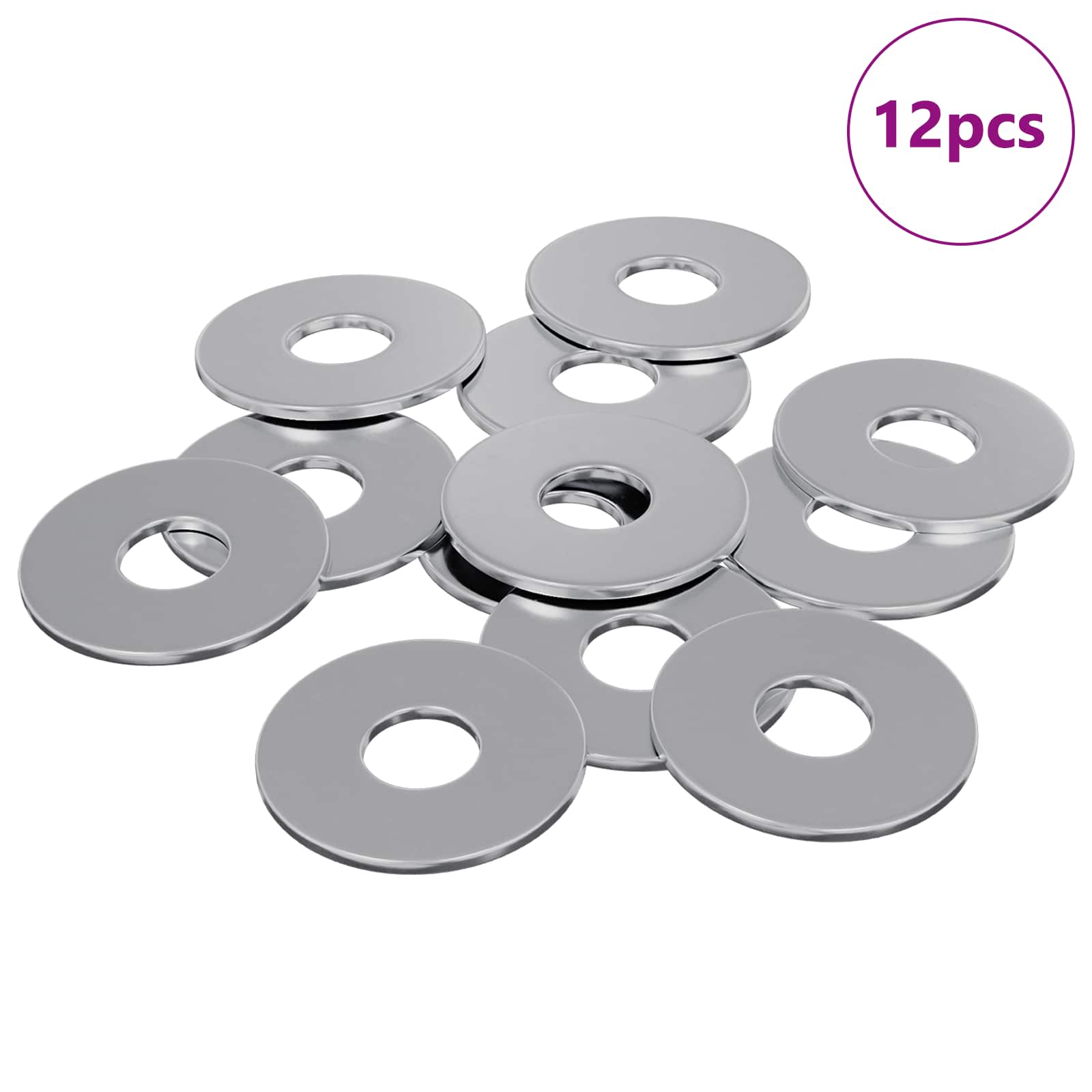 vidaXL Arruelas 12 pcs Prateado 18 x 18 x 1,2 mm Ferro