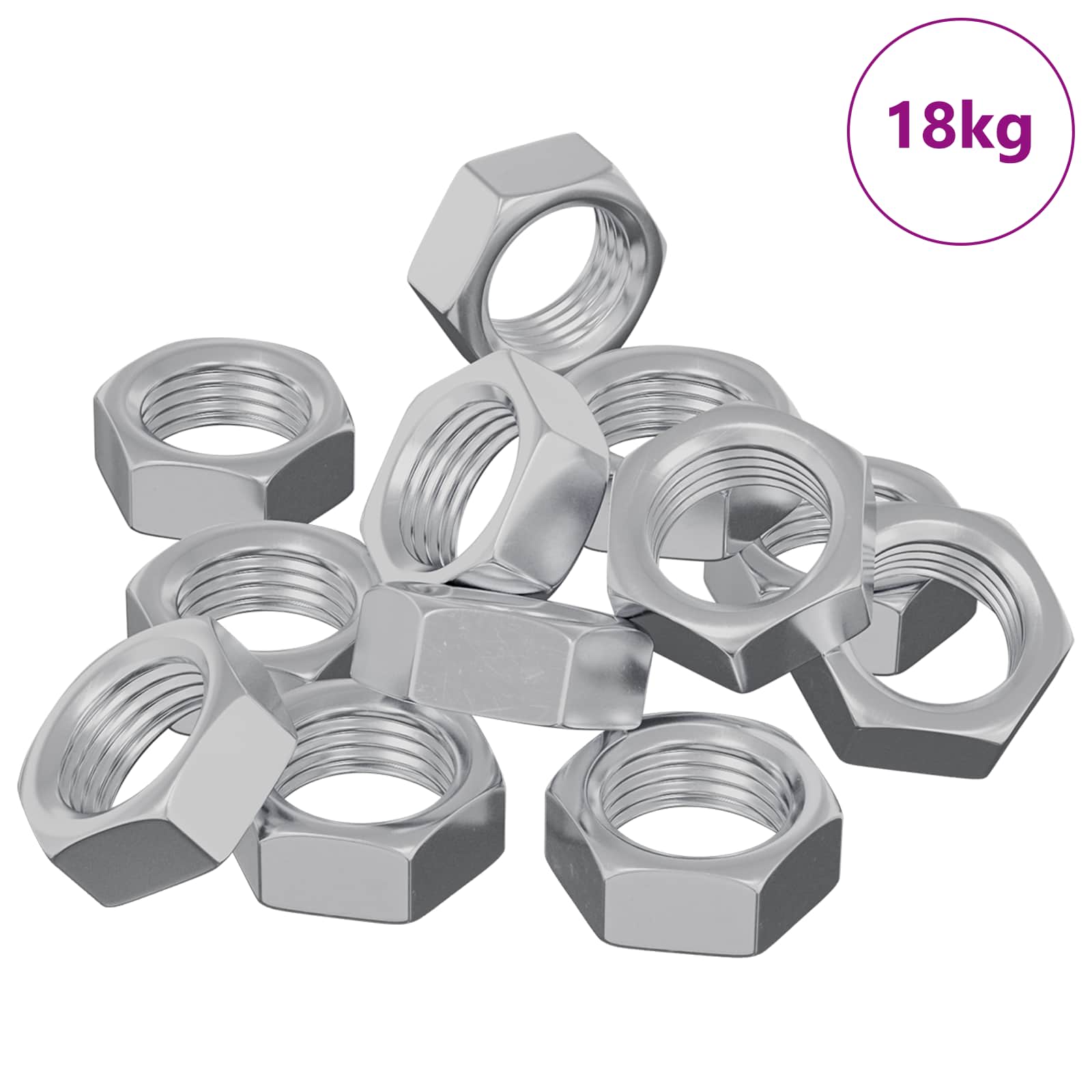 vidaXL Porca Hexagonal 23377 pcs Prateado Metal