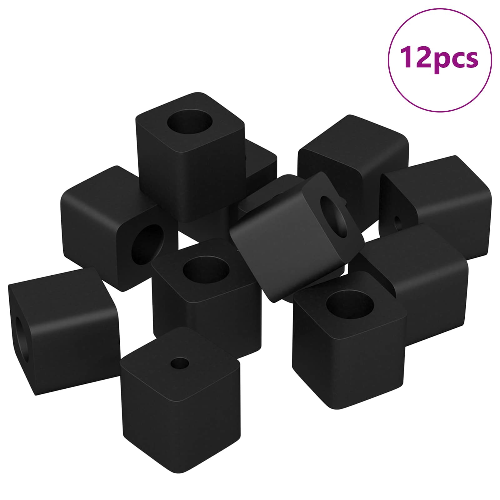 vidaXL Suporte de Gaveta 12 pcs Preto 15 x 15 x 15mm Copoliéster PP