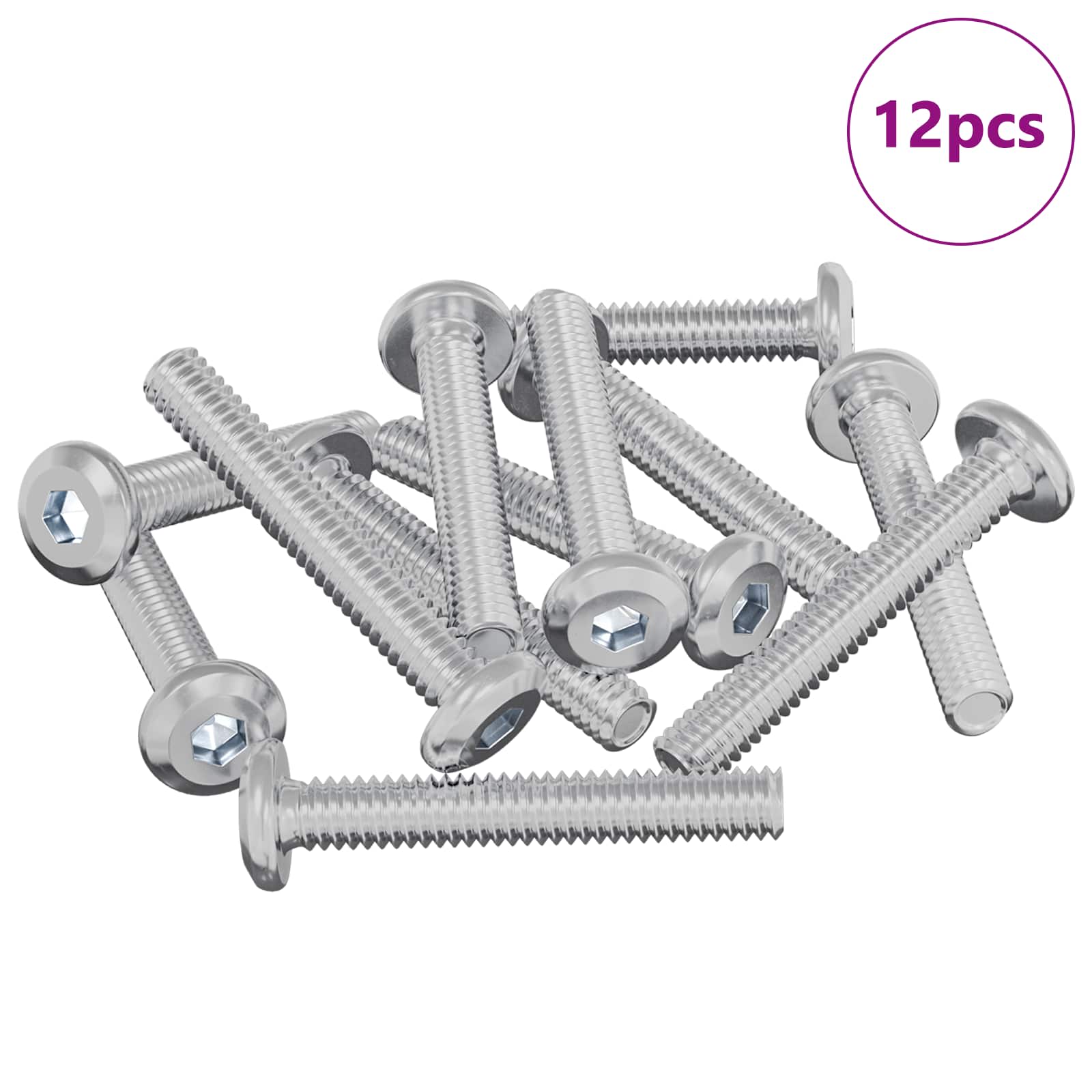 vidaXL Parafuso de Trava Liso 12 pcs Prateado M6 x 35 mm Aço