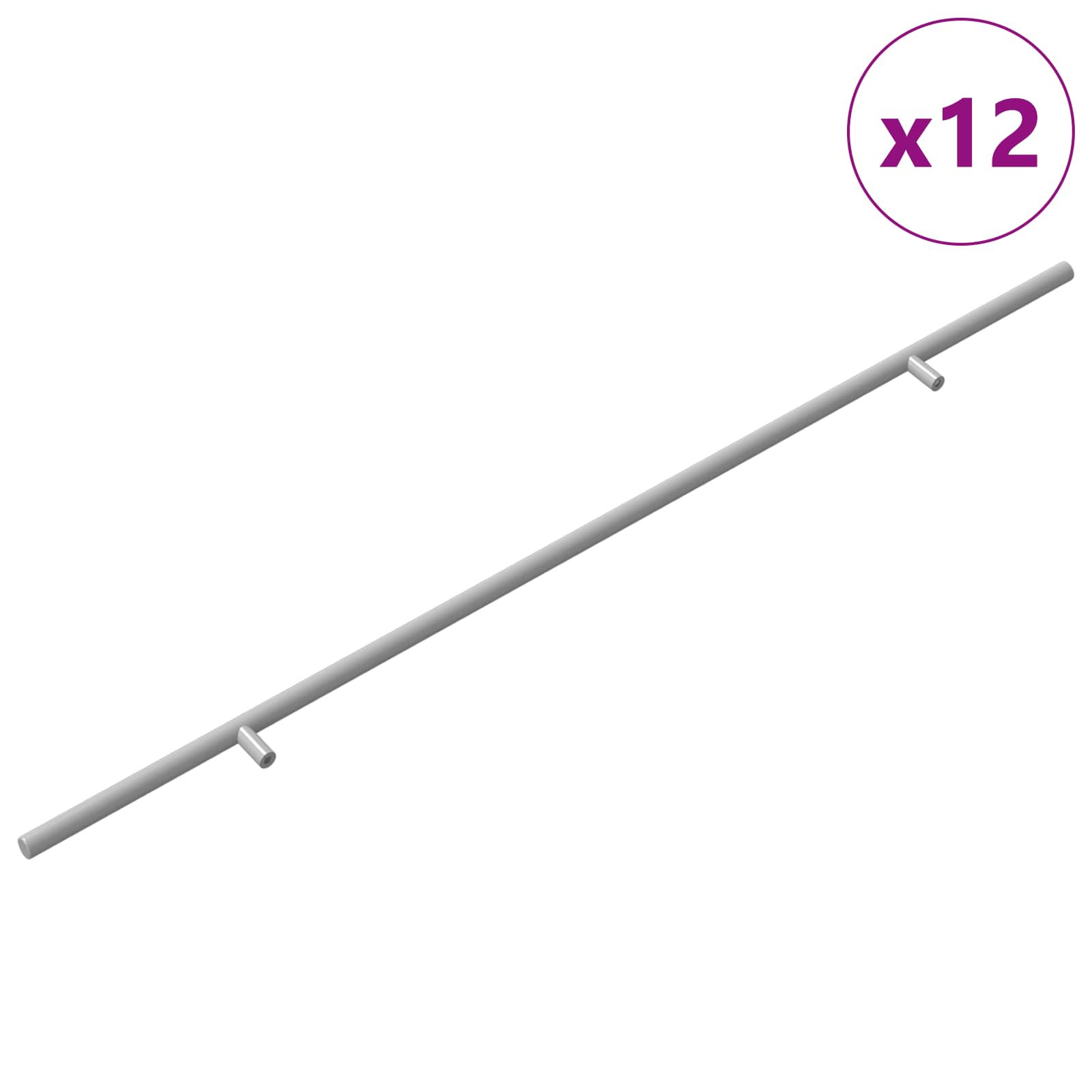 vidaXL Maçaneta de Armário 12 pcs Prateado 700mm Aço inoxidável