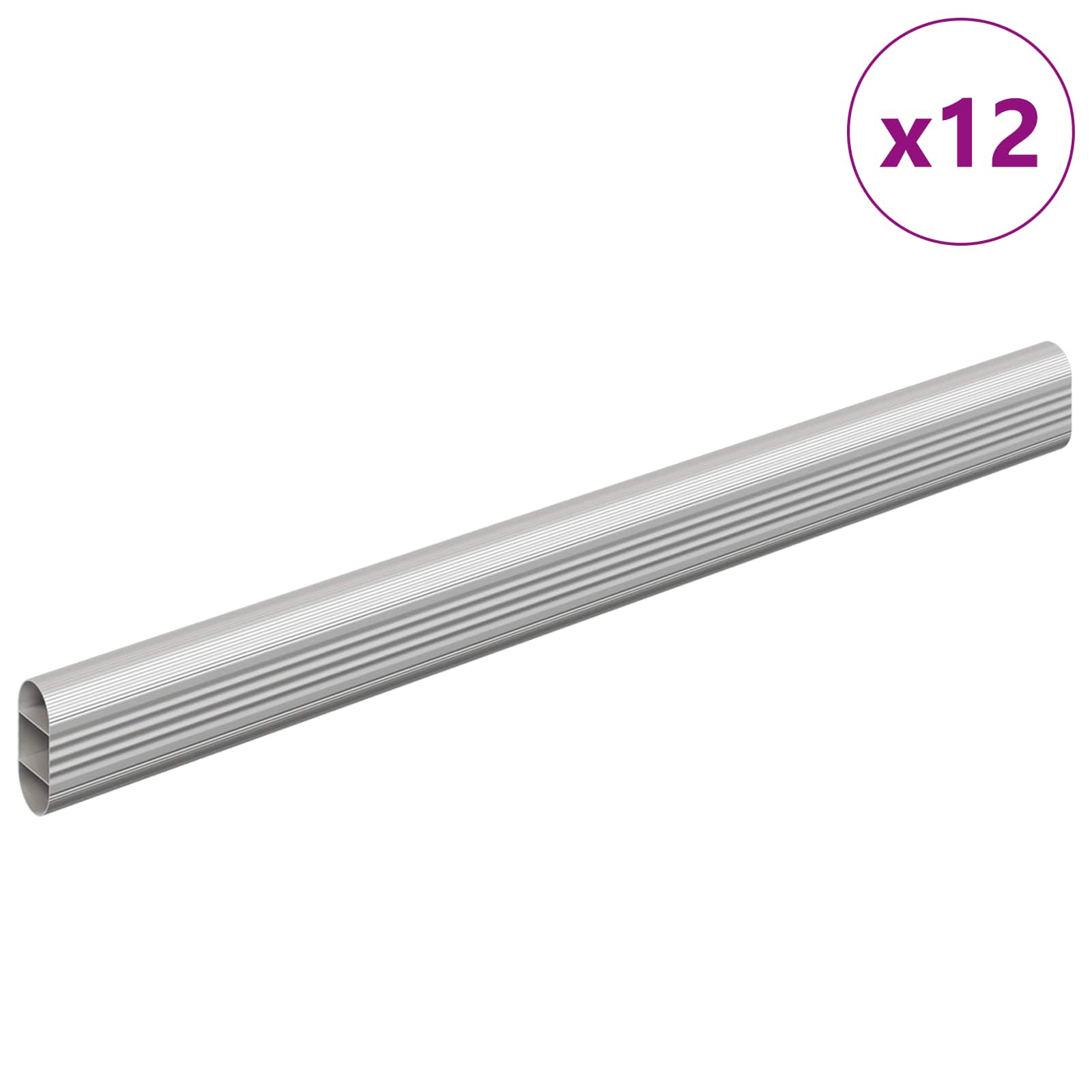 vidaXL Viga de Closet 12 pcs Prateado 316 x 15 x 29 mm